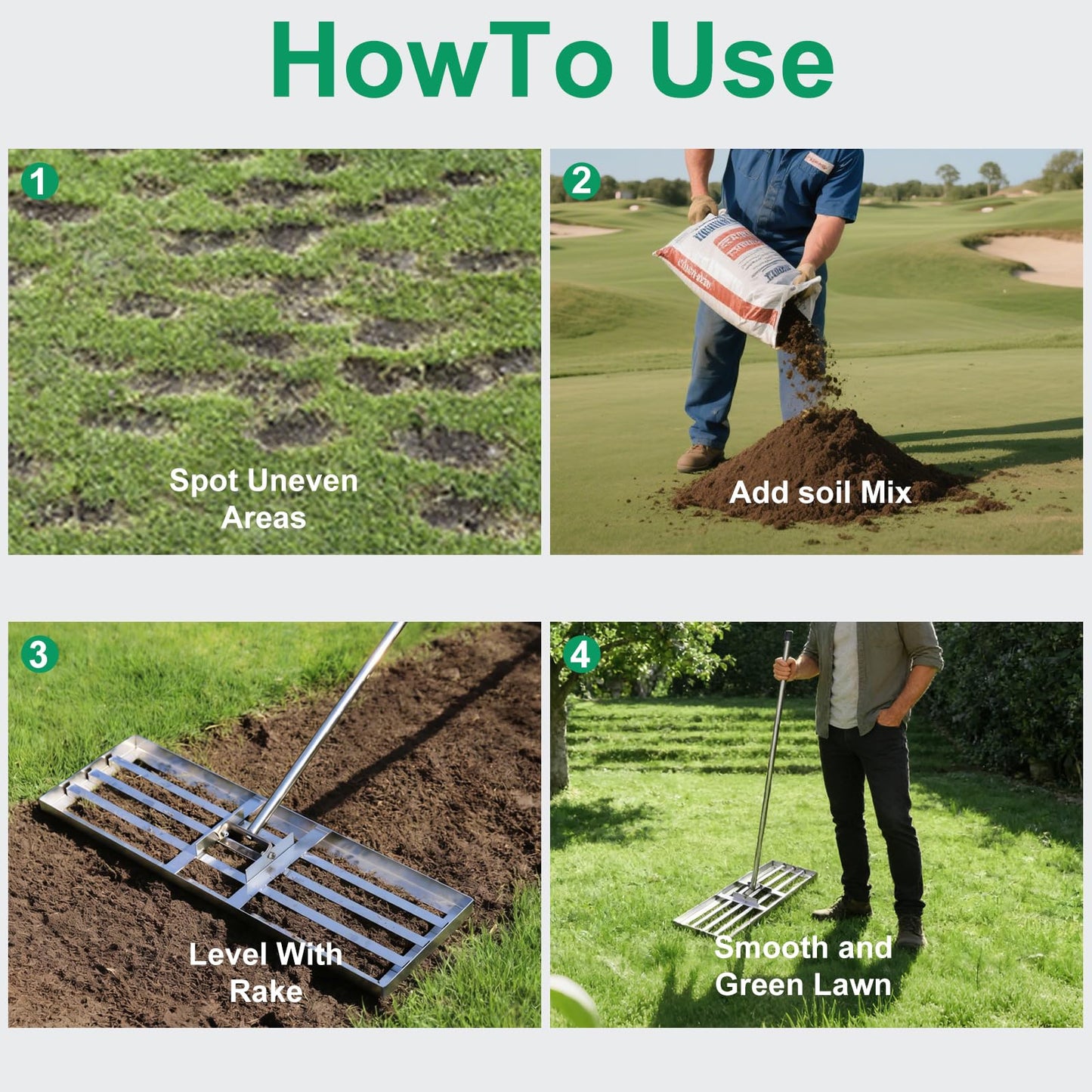 PMKBVI 30"x10" Lawn Leveling Rake, Heavy Duty 304 Stainless Steel Lawn Leveler w/ 6.5ft Ergonomic Handle, Effort Saving Soil Tool for Dirt, Sand, Compost, Topdressing & Garden