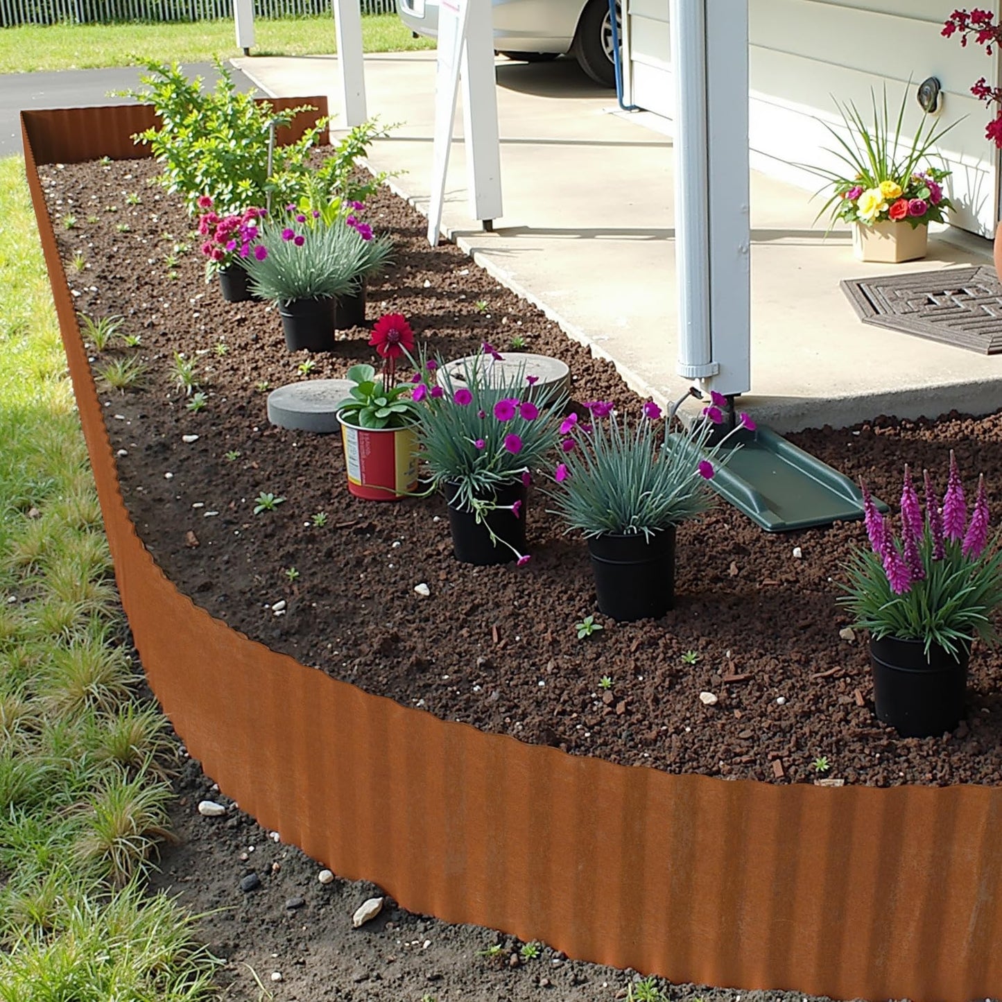 Gardenaire Corten Steel Corrugated Metal Garden Edging, 8"×50Ft Landscape Edging Border,Flexible Garden Edging Border for Perfect DIY Flower Beds,Lawn and Landscaping Borders