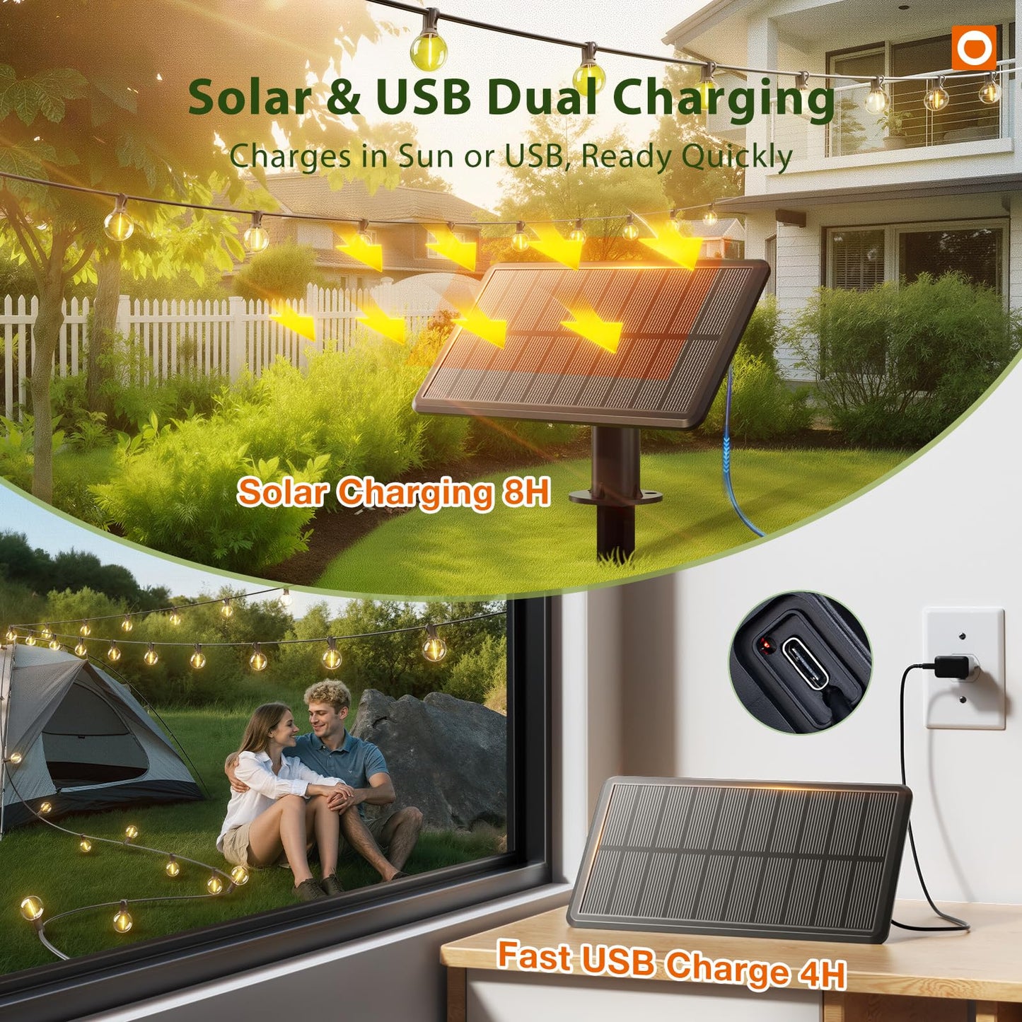 addlon 25FT Solar Powered Outdoor String Lights Waterproof with Remote, G40 Solar Powered String Lights with 13 LED Shatterproof Bulbs, 3 Light Modes, Dimmable Solar Lights for Outside Bistro Cafe