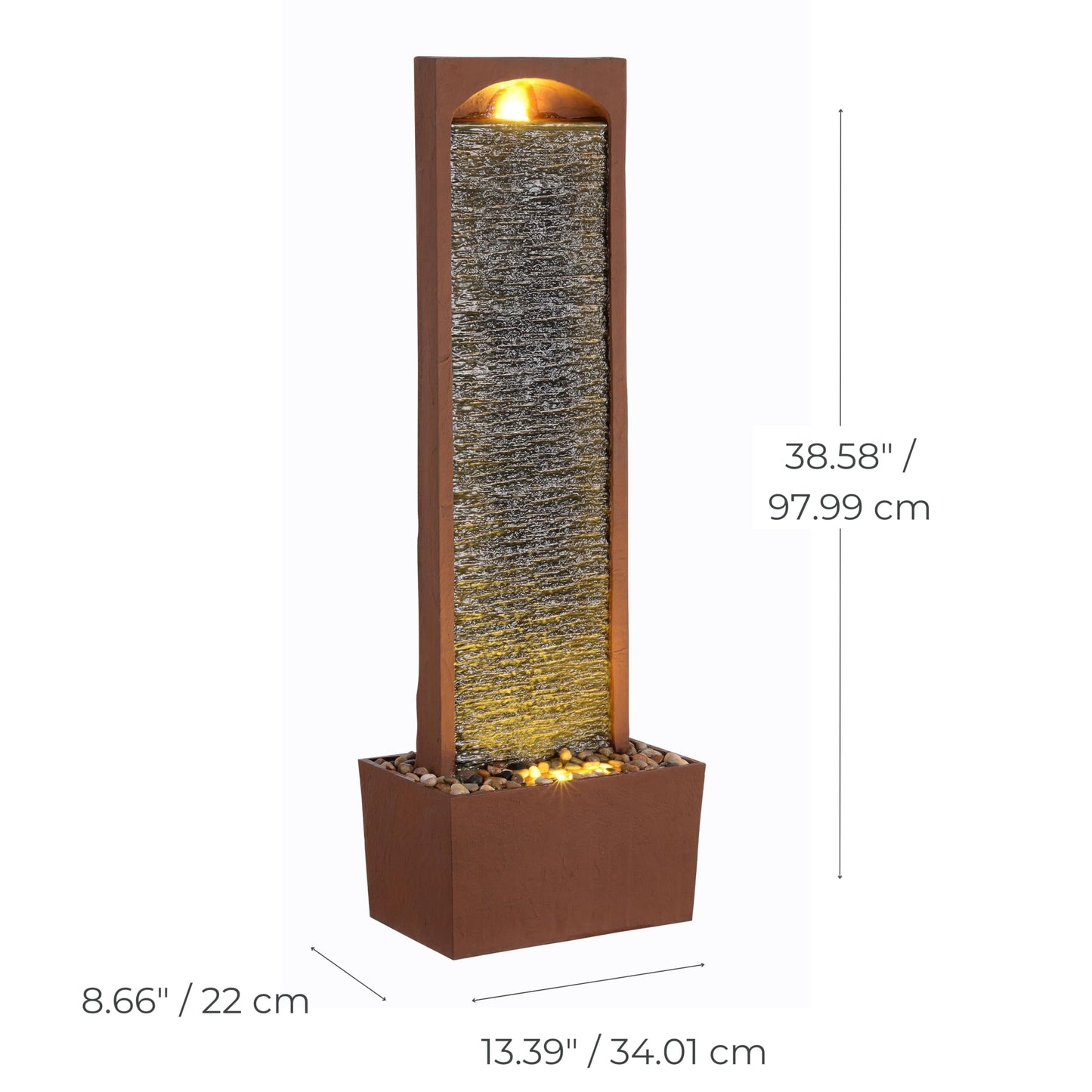 Teamson Home Outdoor 38.5” Textured Waterfall Fountain Yard Décor Red Rock