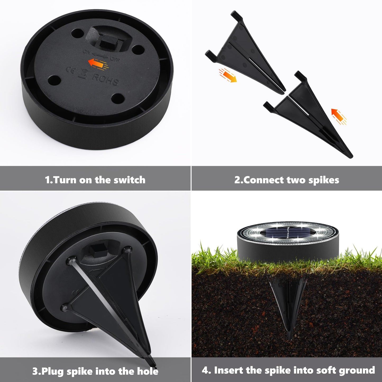 Joomer Solar Ground Lights, 12 Pack 8 LED Solar Lights Outdoor Waterproof IP68 Disc Light Landscape Lighting Garden Light for Patio Pathway Lawn Yard Driveway Walkway(White)