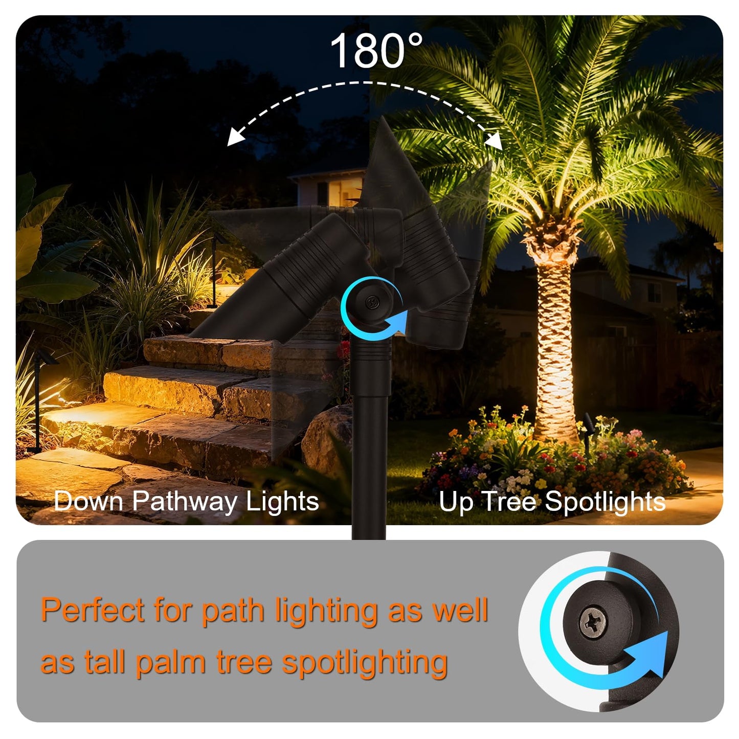 ZestPatio Mini LED Landscape Spotlights, 16'' Tall Pole, 5CCT 5W 12 Volt Wired Low Voltage Bronze Landscape Small Spot Lights for Outdoor Tree Flag House Pathway Driveway, 60° Beam Angle, 6PK