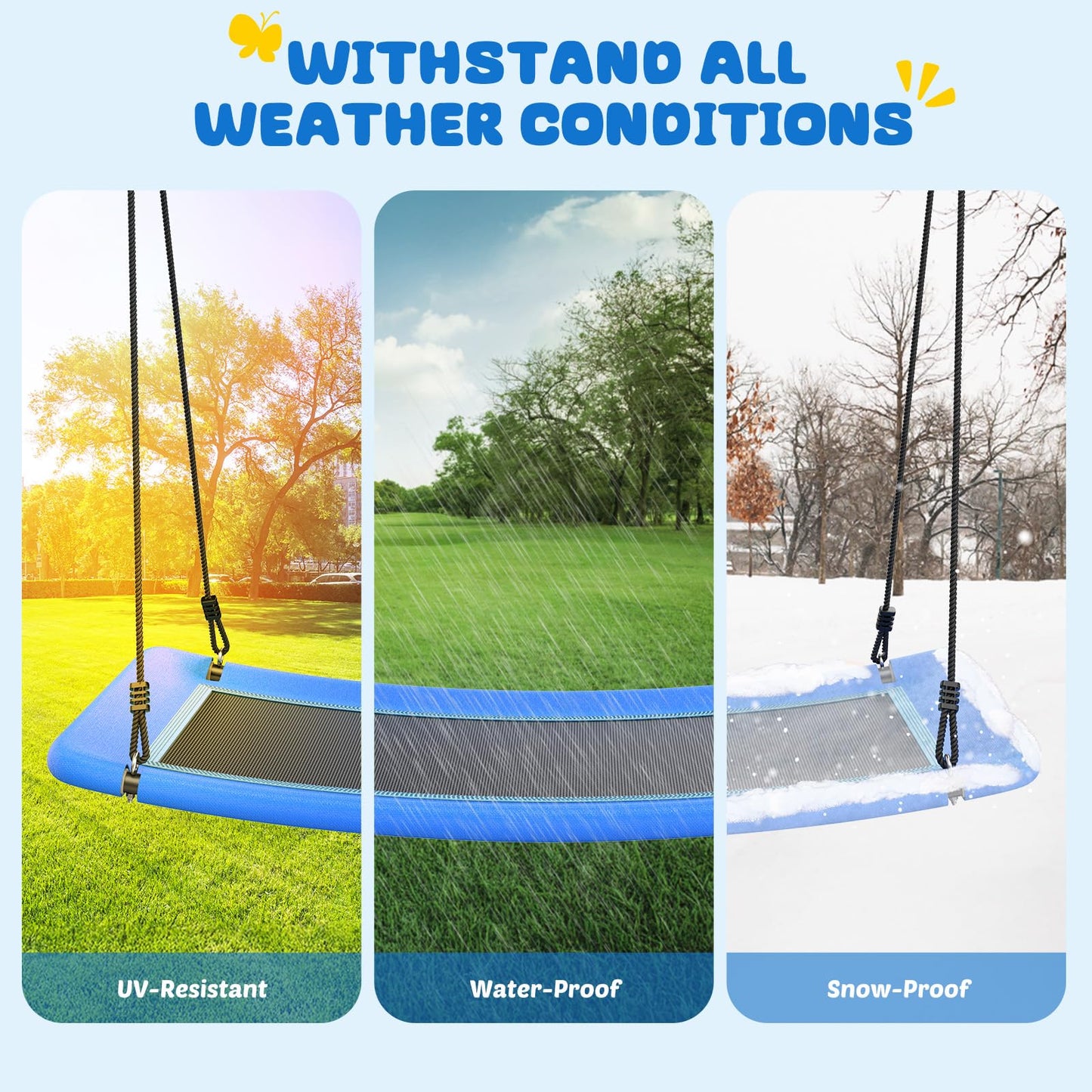 Trekassy 700lb Giant 60" Skycurve Platform Tree Swing for Kids and Adults with 2 Hanging Straps-Blue (Patented)