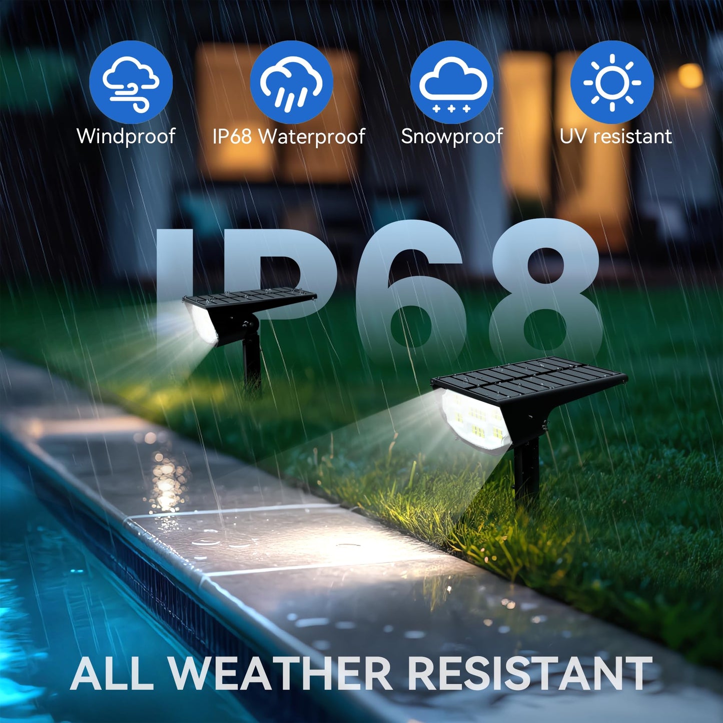 LuViva Solar Spot Lights Outdoor IP68 Waterproof, Ultra-Bright Performance，Simple Modes for Easier Operation, Auto On/Off，Solar Powered Landscape Lights for Garden, Yard, Pathway (Cool White, 4 Pack)
