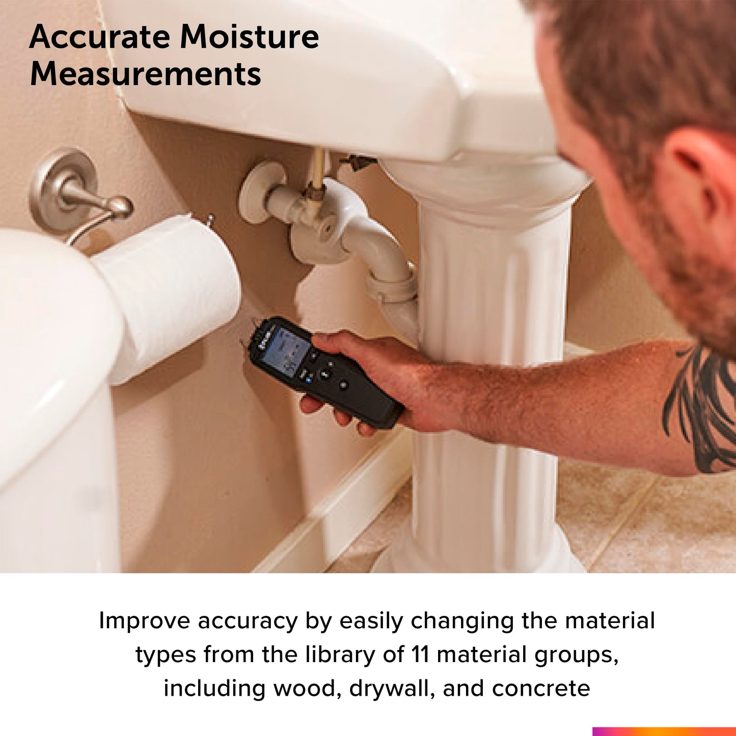 FLIR MR55 - Pin Moisture Meter with Bluetooth for Instant Data Sharing via The FLIR Tools Mobile app.