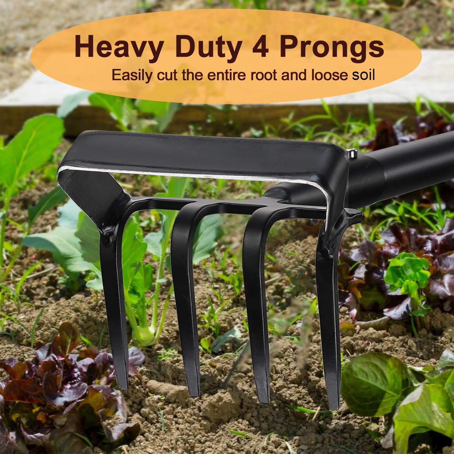 PoPoHoser Garden Hoe for Weeding, Heavy Duty Hoe Garden Tool, 62" Long Handle Stirrup Hoe Cultivator, 2 in 1 Action Scuffle Hula Push Pull Hoe Manual Weeder for Gardening Landscaping Loosening Soil