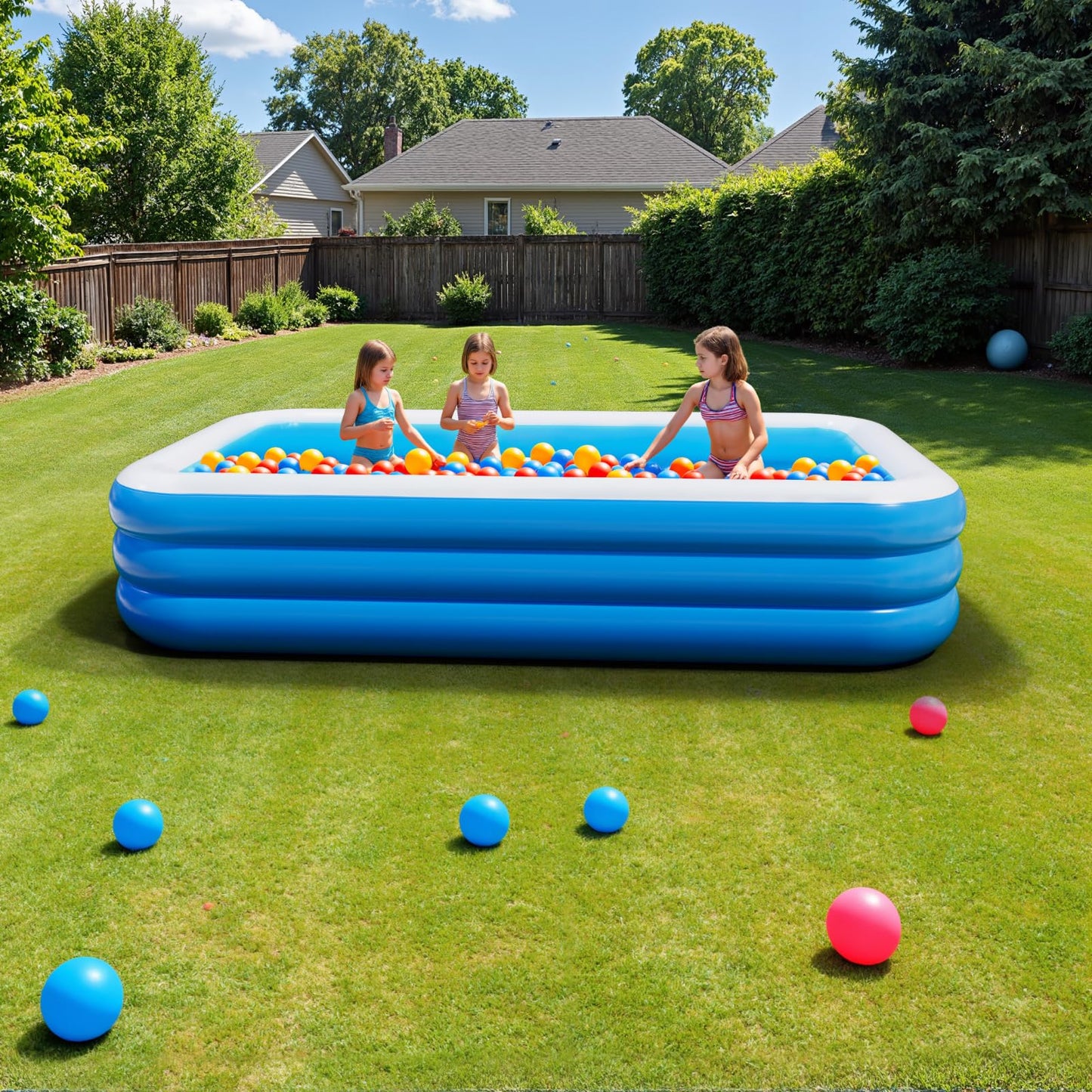 Inflatable Pool for Adults, 115'' x 68'' x 22'' Large Inflatable Pool for Adults, Blow up Pools, Rectangular Family Swimming Poo l, Oversized Thickened Family Inflatable Pools for Outdoor