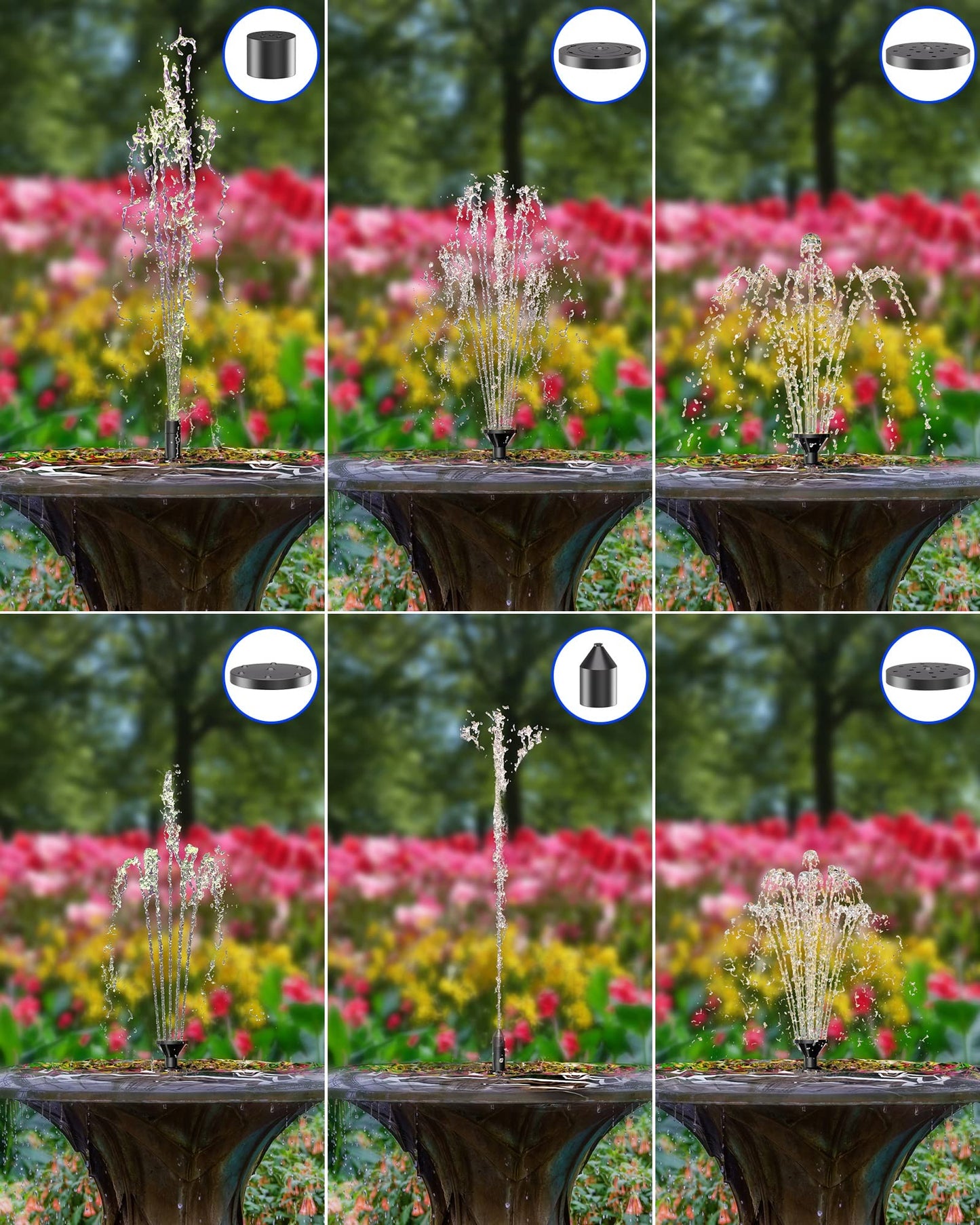 Biling Solar Fountain for Bird Bath, Solar Panel Kit Outdoor Solar Water Pump with 4ft Tubing for Hummingbird Bath, Small Pond and Fish Tank