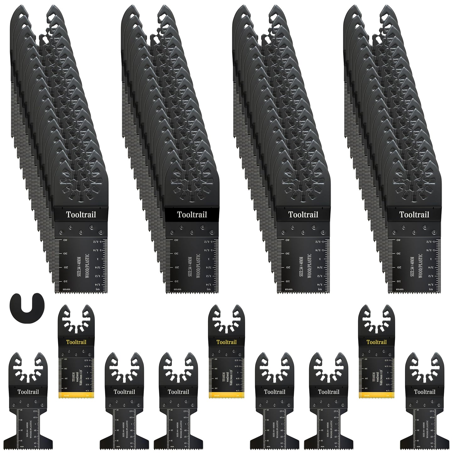 Tooltrail 89PCS Oscillating Tool Blades,Universal Titanium Oscillating Saw Blades for Wood,Plastic and Metal,Multi Tool Blades Kits Fit Dewalt Ryobi Milwaukee Rockwell Fein (89)