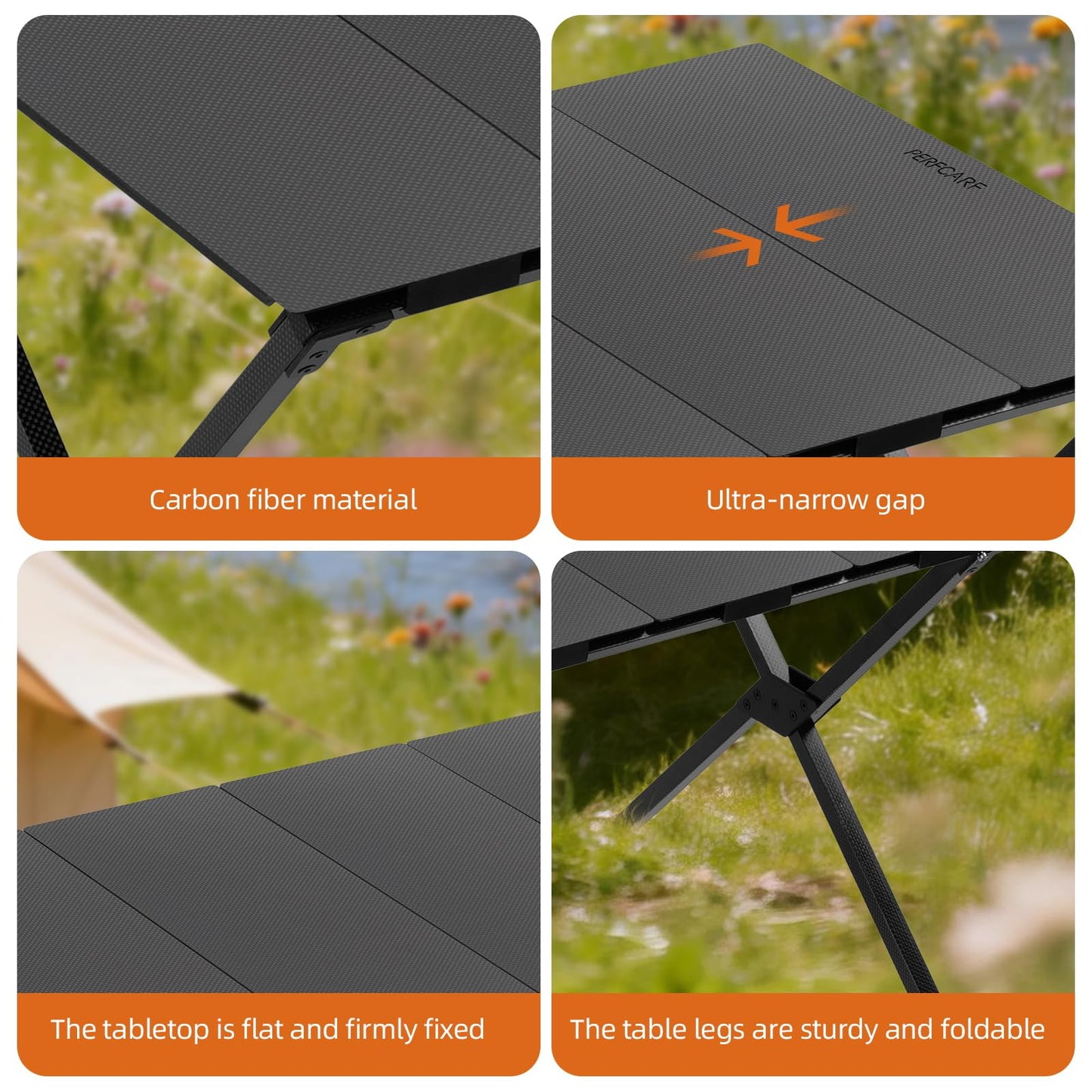 Perfcarf All Carbon Fiber Camping Table，Tactical Table， Outdoor Camping Folding Table, Convenient for Traveling,Picnic, Camping, BBQ, Party, Backyard, Beach (Matte Black Plain Weave)
