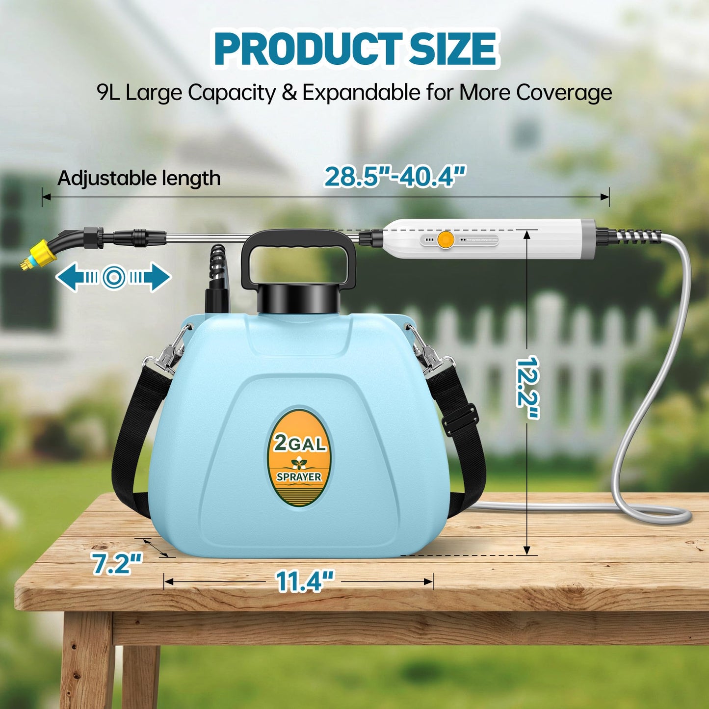 Battery Powered Sprayer, 2 Gallon Electric Sprayer Battery Operated with 4 Mist Nozzles, 2 Speeds, Battery Indicator, 41" Telescopic Wand, Rechargeable Handle, Weed Sprayer for Lawn Garden Yard
