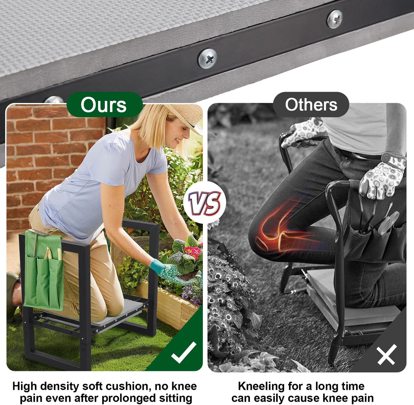 JAOTREL Garden Kneeler and Seat, Foldable Garden Stool 400lbs Heavy Duty Garden Tools Protects Knees and Back, Women and Men Seniors Gardener,Large 19.7"x10"x18.5"