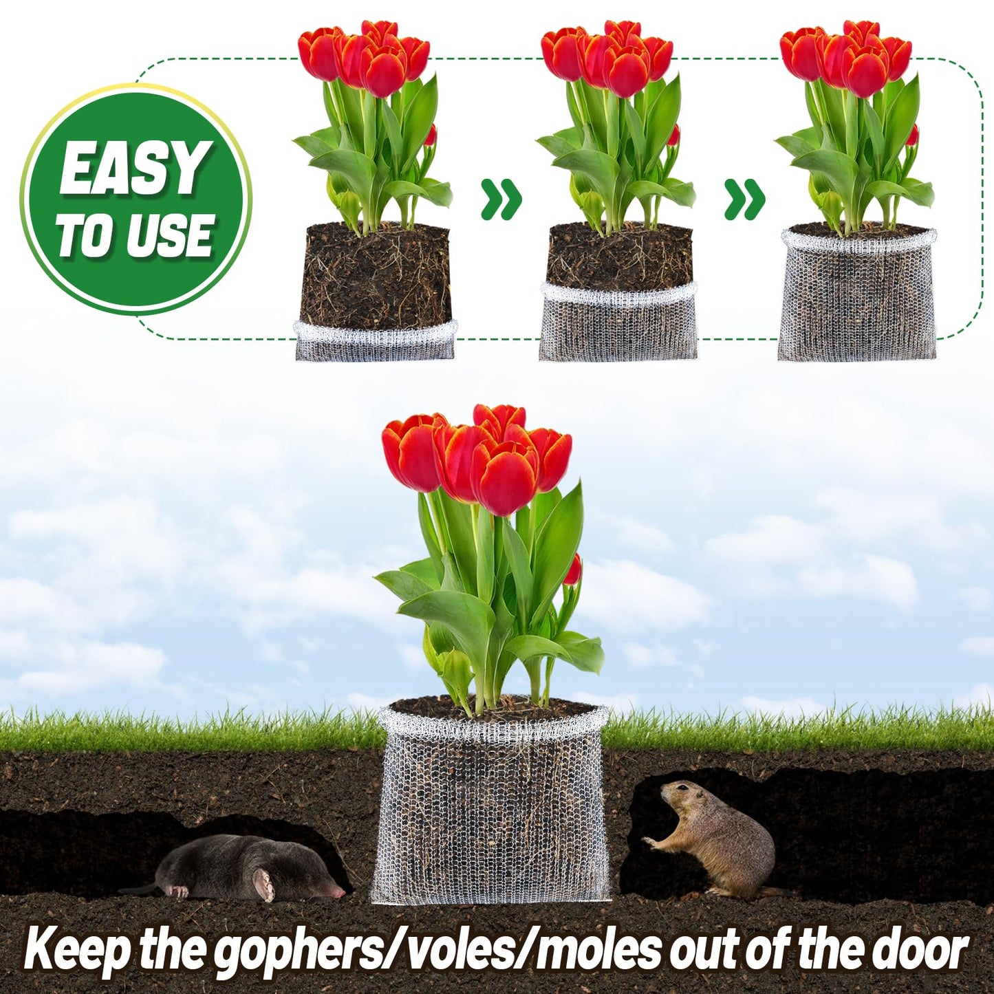 Aulock 1 Gallon Plant Root Protector for Gopher Voles Moles, 12 Pack Stainless Steel Guard Baskets Cages