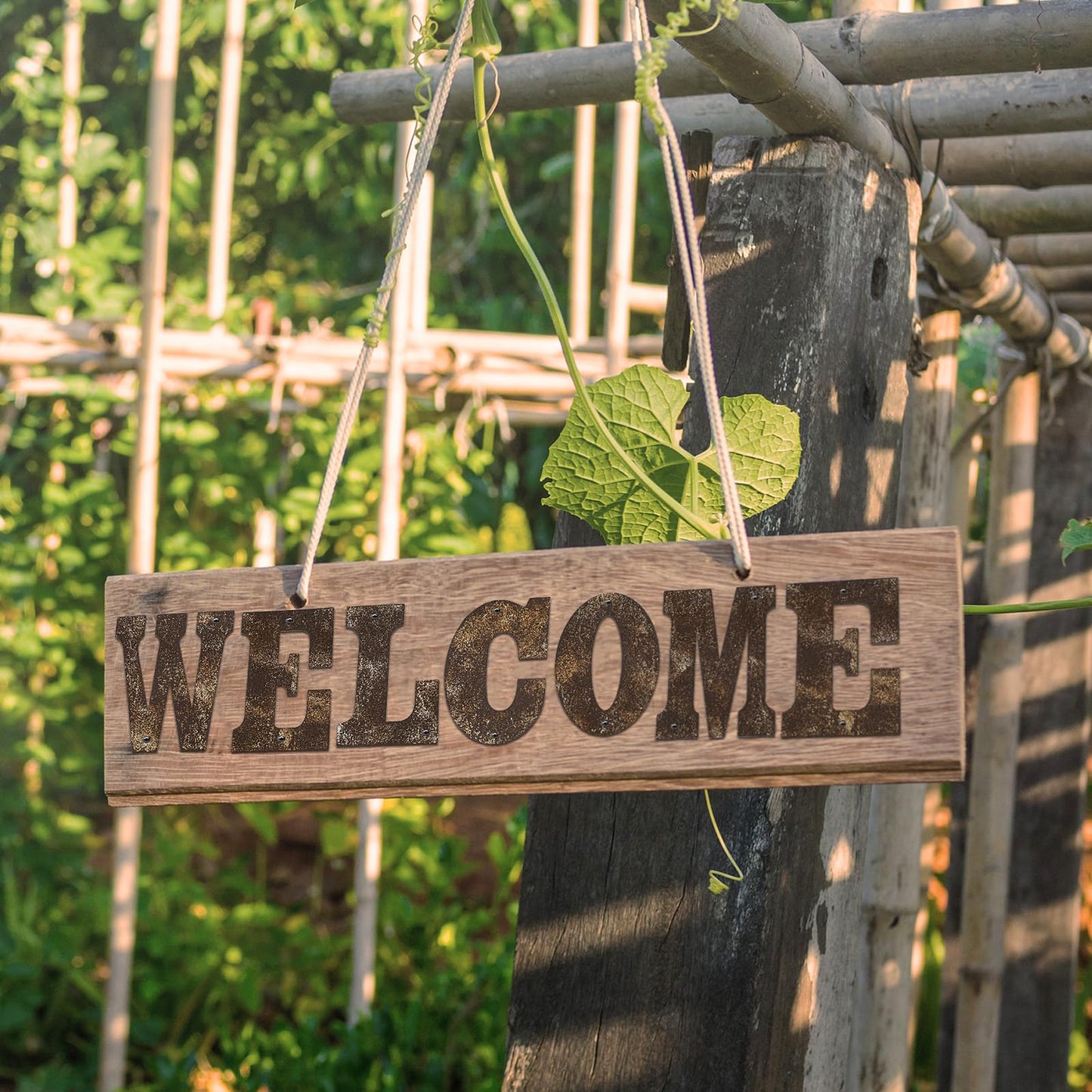 Shimeyao 7 Pieces Metal Welcome Letters Wall Decor 4 Inch Rusty Welcome Letter Sign Rustic Art Decoration for Spring Wedding Front Door Outdoor Porch Fence Garden Home Barn Coffee Bar