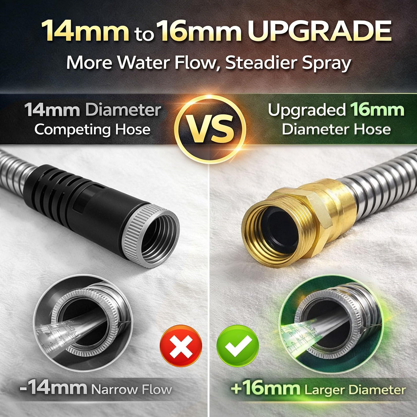 Holldoor Metal Garden Hose 25 ft – 304 Stainless Steel Water Hose with Nozzle Sprayer, Garden Hoses Flexible, Lightweight, No Kink, Heavy Duty for Outdoor (25 ft)