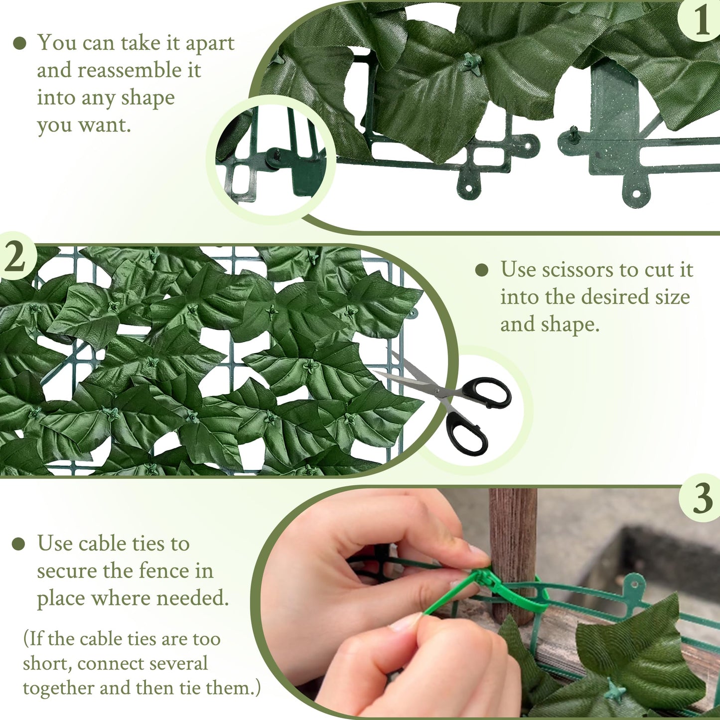 ODTORY Artificial Ivy Privacy Fence Wall Screen,40X120 in UV-Anti Faux Greenery Backdrop Ivy Vine Leaf Hedges Fence Panels for Patio, Balcony, Garden, Backyard Indoor Outdoor Green Wall Decor