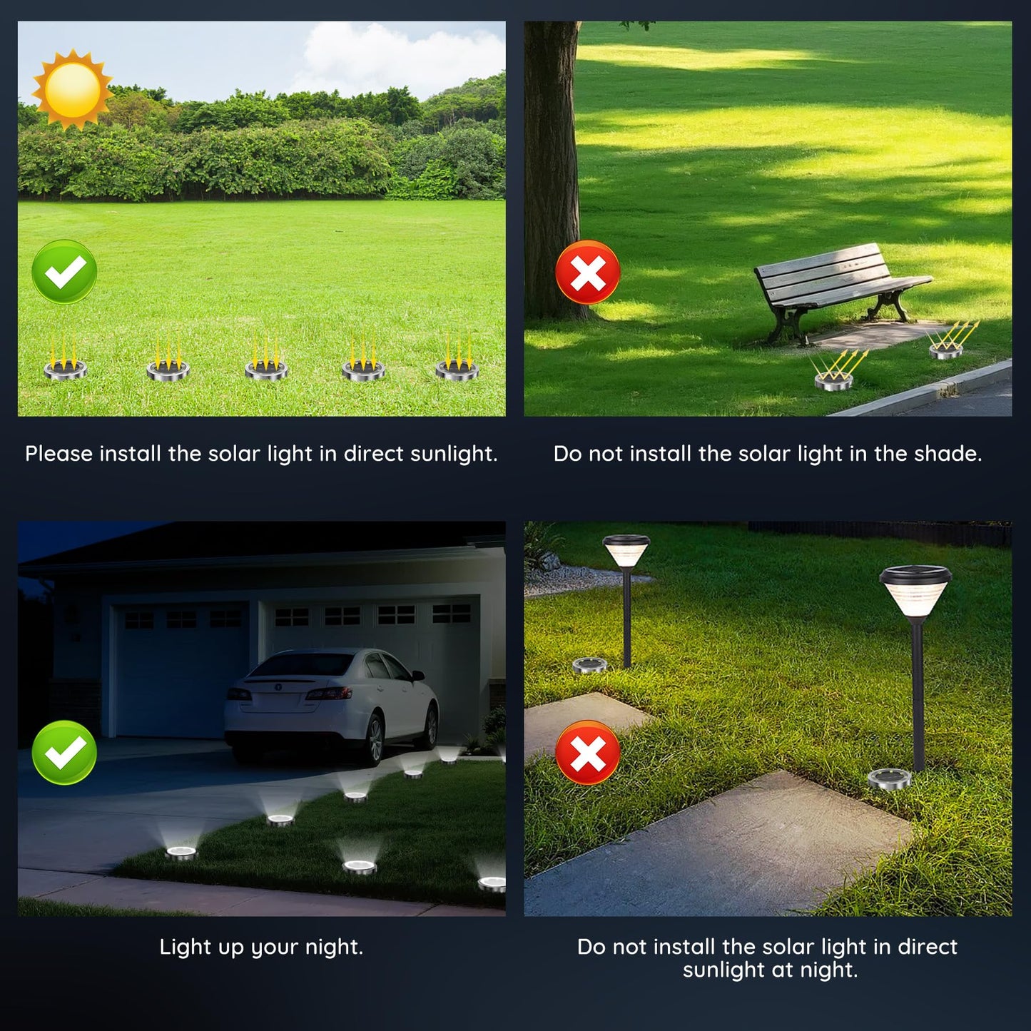 Solar Ground Lights Outdoor, 8 Pack Solar Lights Outdoor Waterproof, Mini Flat Solar-Powered Garden Light, Landscape Lighting for Garden Yard Lawn Pathway Walkway Driveway Backyard Decor, Cold White