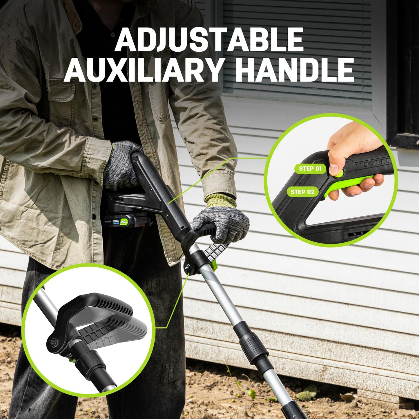 STEELITE 2x20V Battery Powered Tiller, 360 RPM Cordless Tiller, 9-inch Tilling Width and 7-inch Depth Portable Rotary Tiller, 400W Powerful Motor, Total 4.0Ah (2×2Ah) Battery & 1 Charger Included