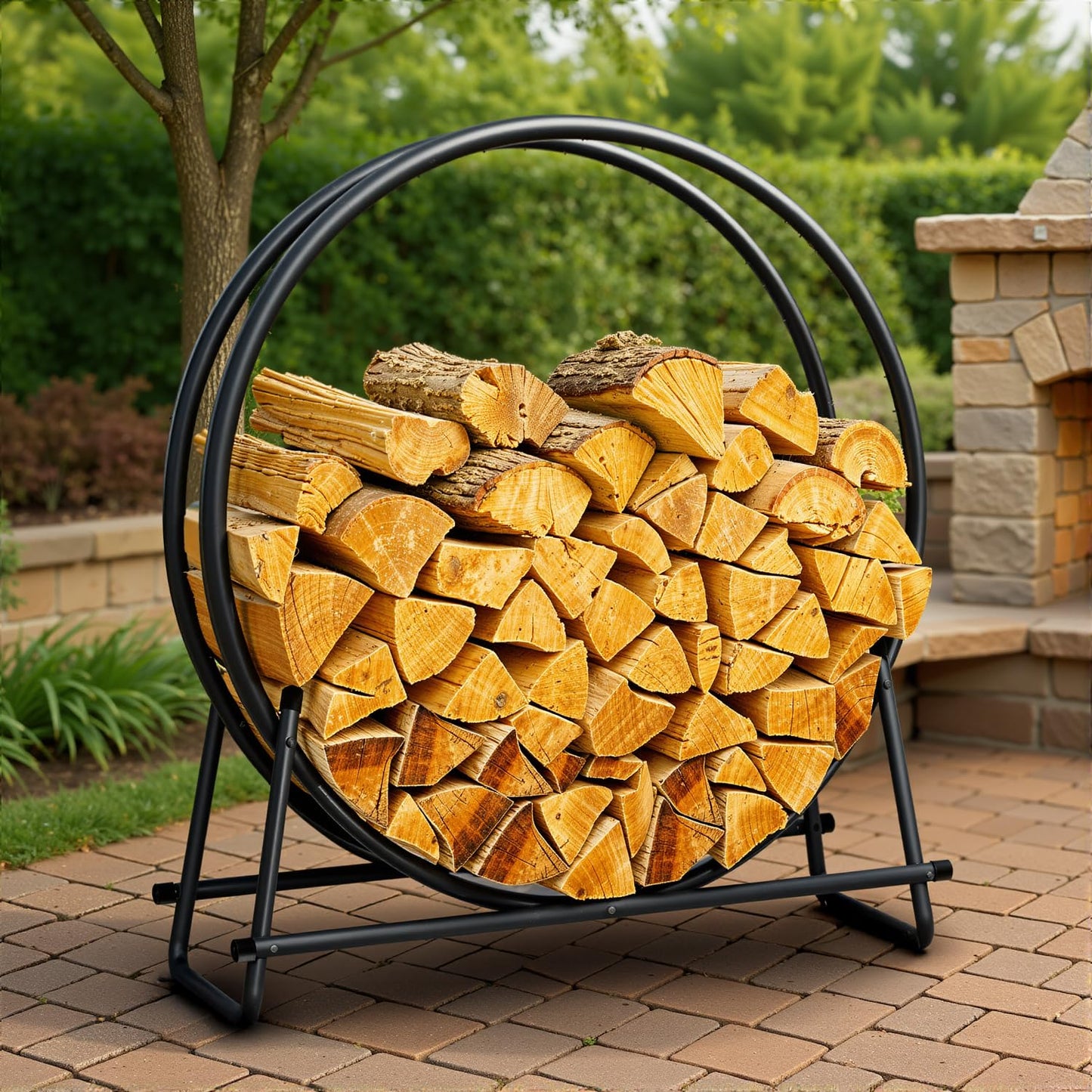 IDZO 41in Firewood Rack, 400lbs Load Capacity, Rust Resistant Steel, Black, Wood Storage
