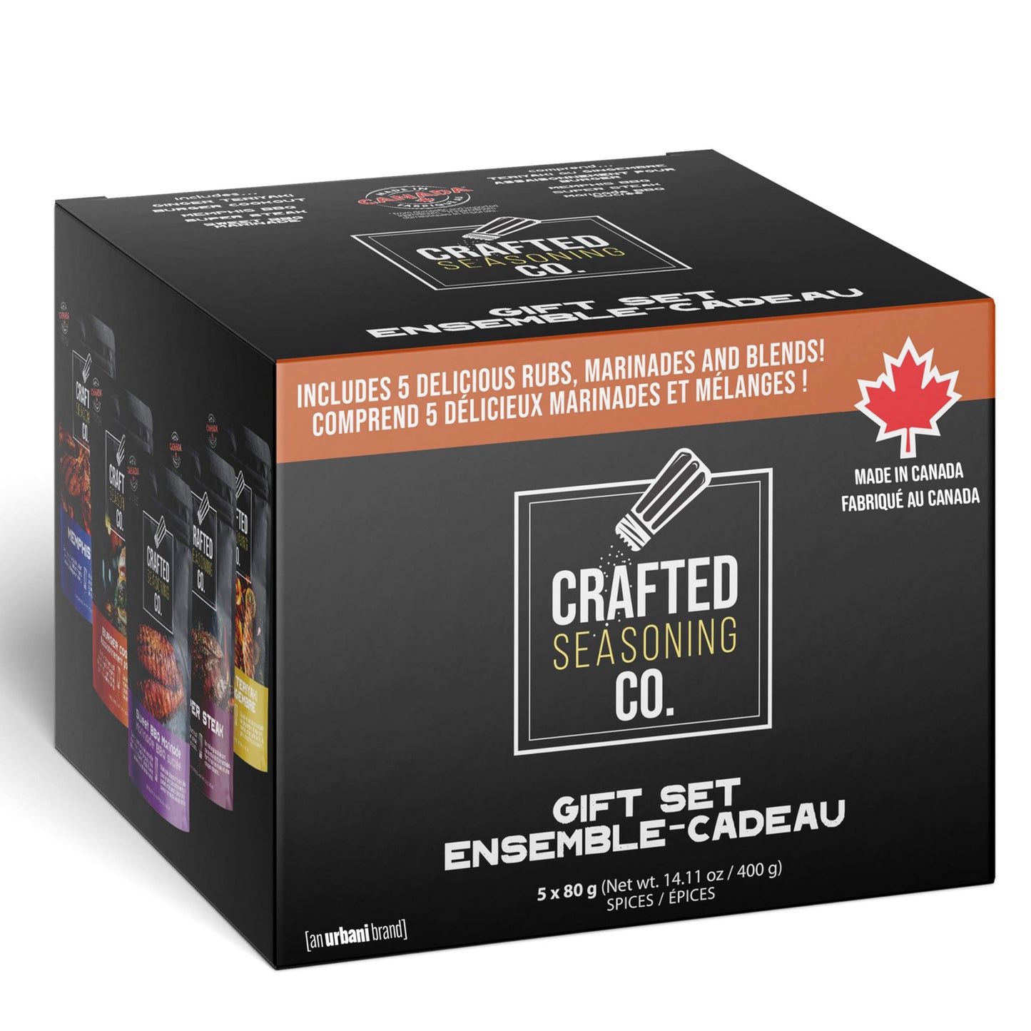 Crafted Seasoning Co. BBQ Rubs & Seasonings Gift Set (5 Pack) – Grilling & Smoking Spices Variety Box – Smoker Seasonings – BBQ Gifts for Men, Dad, Father’s Day, Grill Lovers