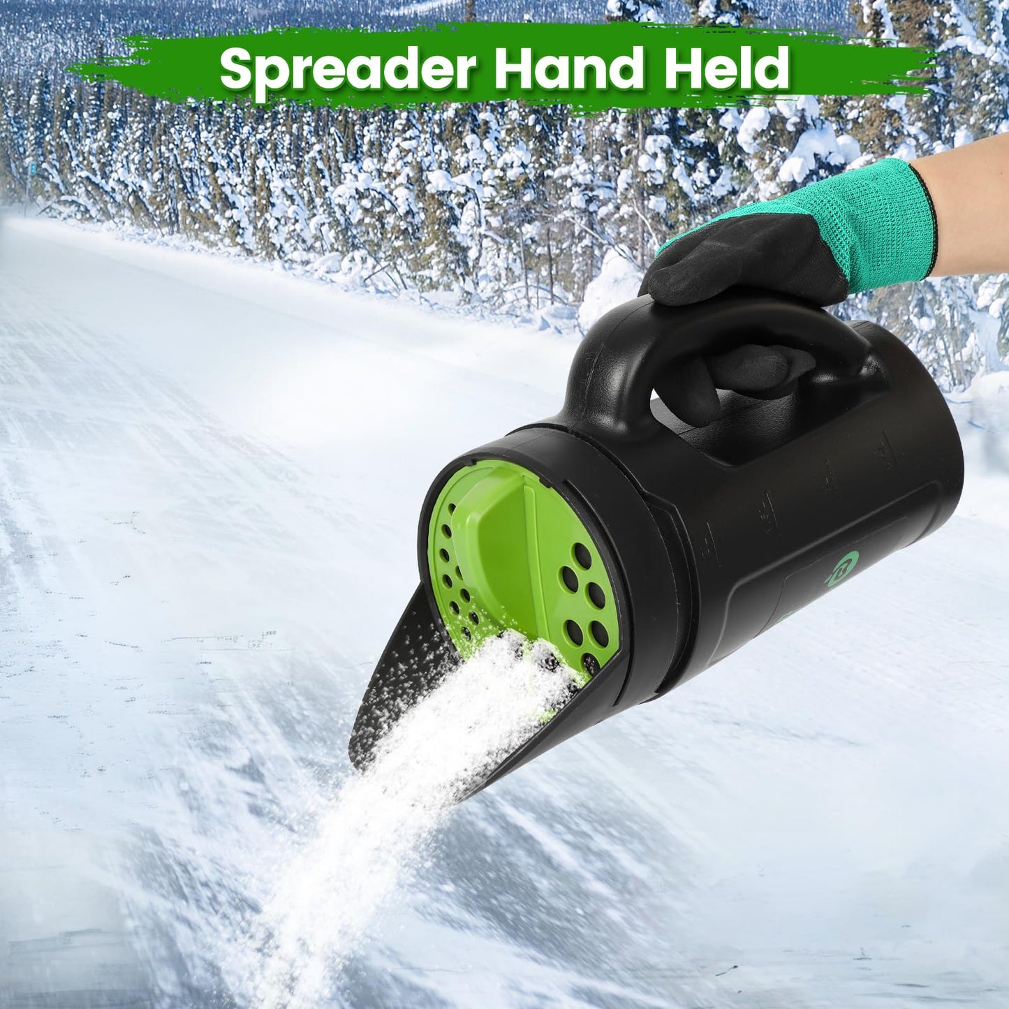 Bacetuao Hand Spreader Shaker, Multiple Adjustable Opening Sizes for All Purpose for Grass Seed, Fertilizer & Earth Food, Snow Salt, Ice and Snow Melt - Up to 80 Oz