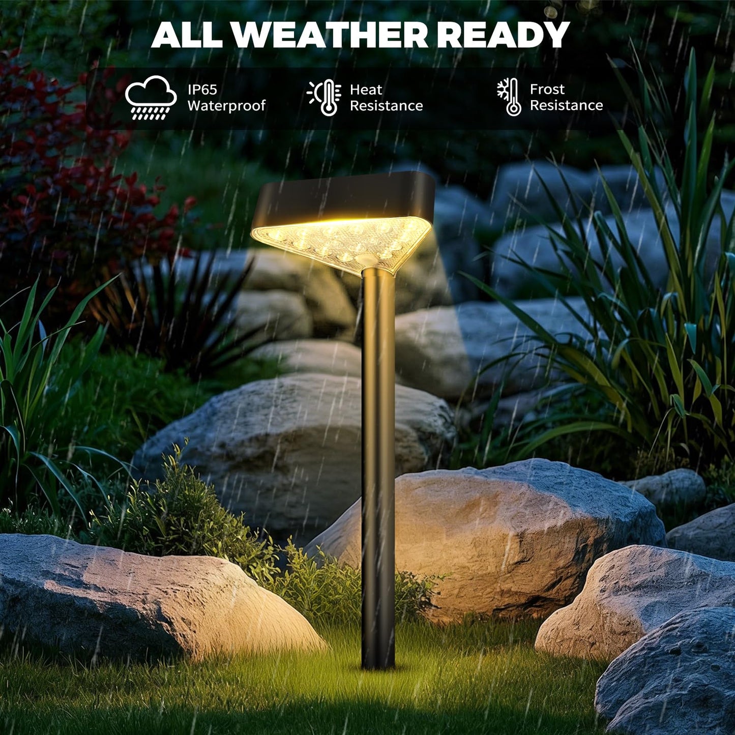 Fashlits 8 Pack Solar Pathway Lights Outdoor, Bright LED Solar Landscape Lights, Waterproof Solar Garden Lights for Yard, Patio, Walkway, Lawn, Driveway(Warm White, 8 Pack)