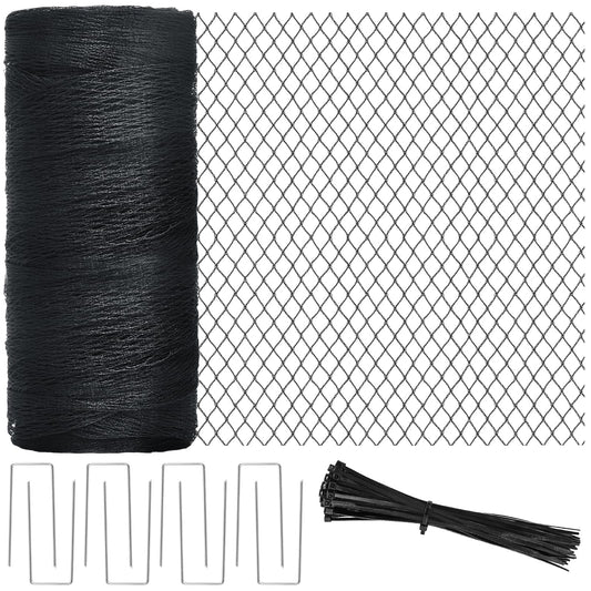 Bird Netting, 13 X 40 Ft Reusable Protective Garden Netting Cover for Plants Fruit Trees Vegetables, Heavy Duty Poultry Fence Animal Barrier with Ties and Staples, Strawberry Netting for Birds