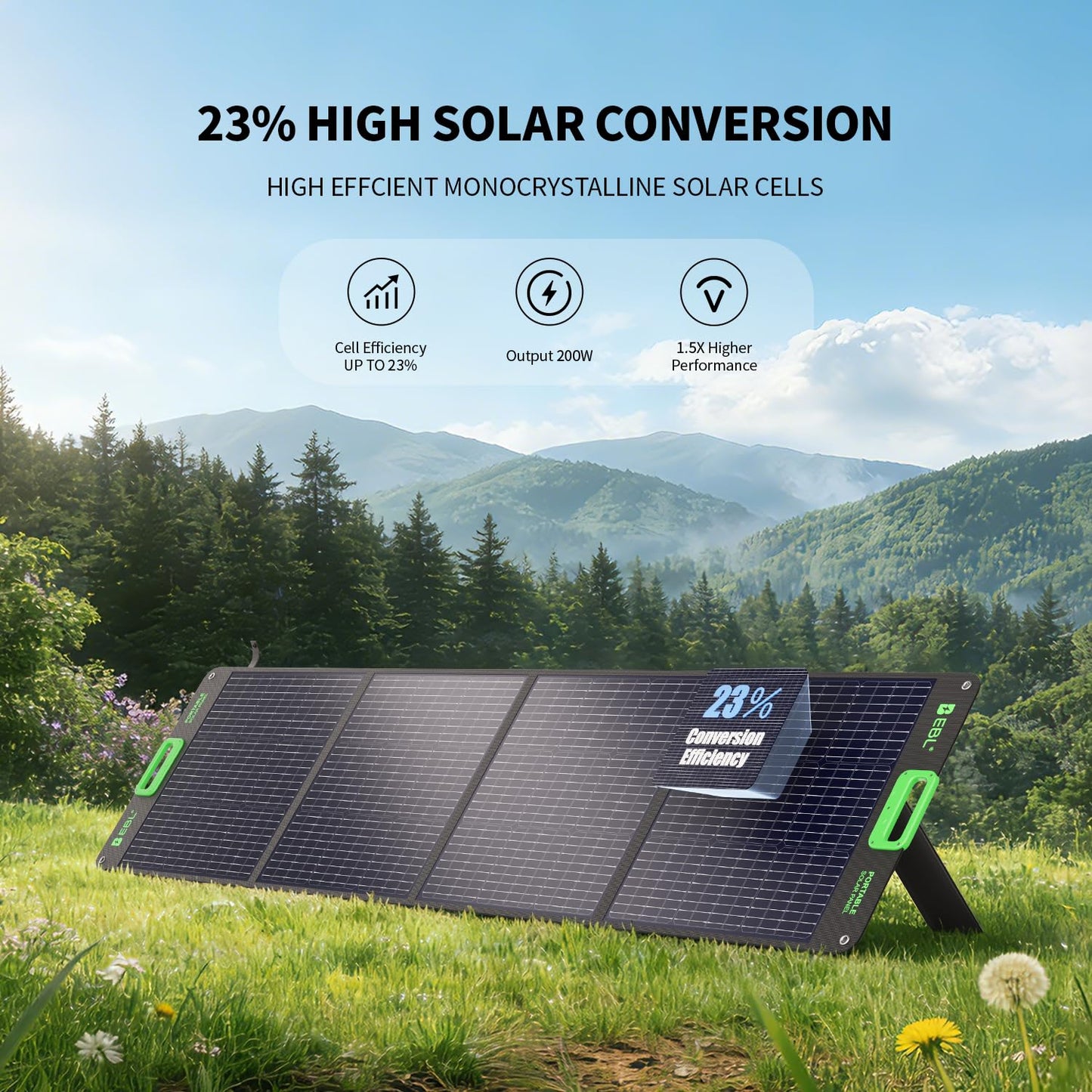 EBL 1000W Portable Power Station With 200W Solar Panels, 999Wh Backup Lithium Battery, Pure Sine Wave AC Outlet, 60W PD Quick Charge Solar Generator Set for RV/Van Camping, Road Trip, Home, Off-grid