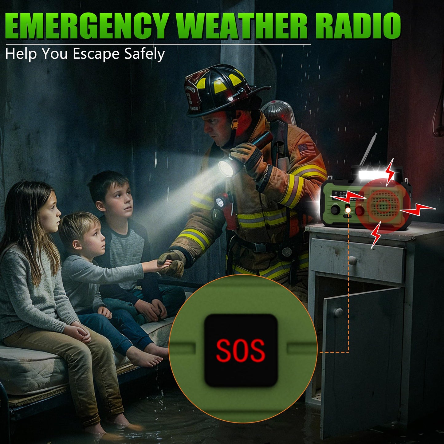 Emergency Radio Hand Crank Solar, 10000mAh/37000mWh Emergency Weather Radio, Hand Crank Solar Radios with NOAA/AM/FM, Cell Phone Charger, Headphone Jack, Flashlight for Indoor Outdoor