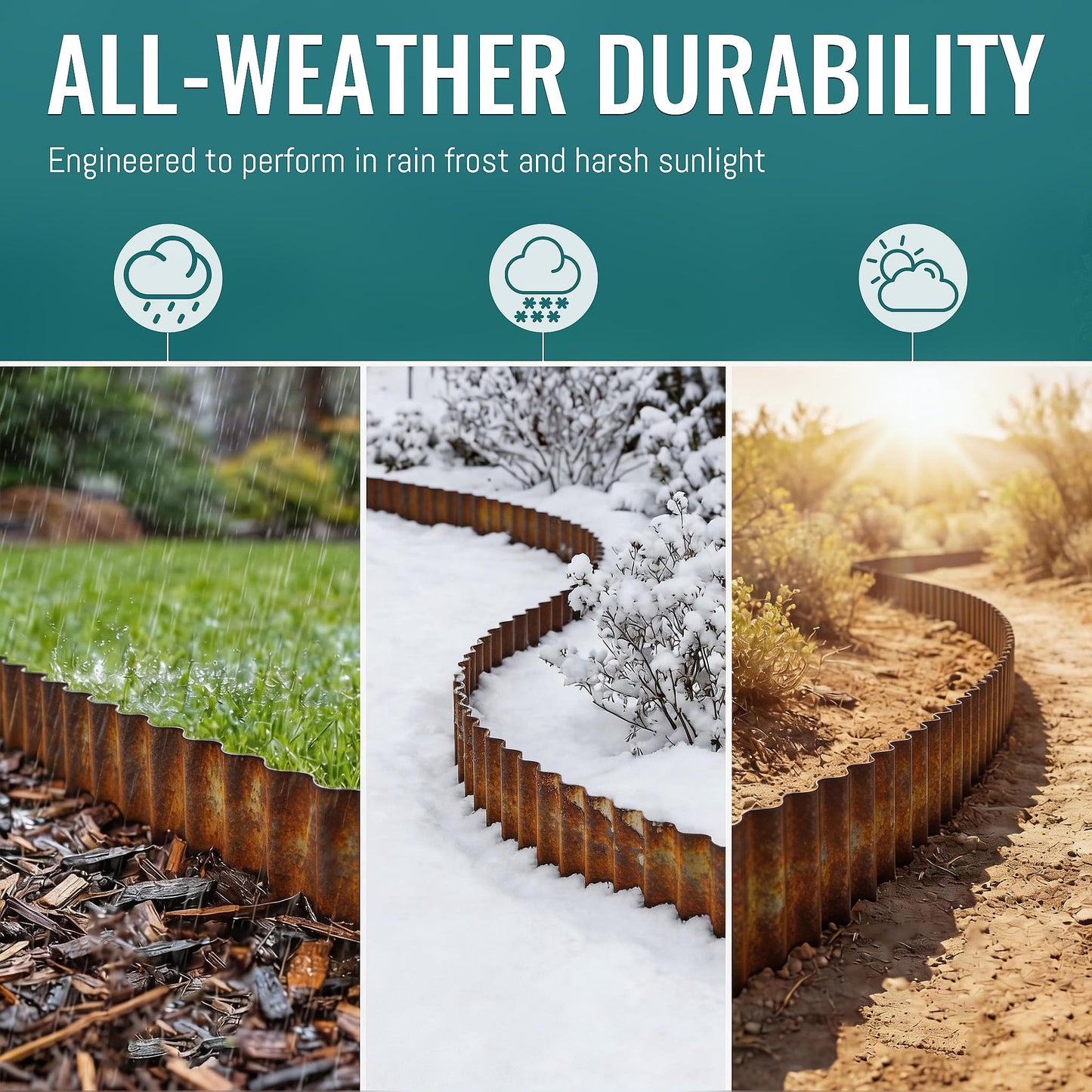 ZXZYHFTY Corrugated Metal Garden Edging, 6" x 20Ft Rusty Landscape Border for Lawn, Flower Beds, Paver Edging, Durable Garden Fence.