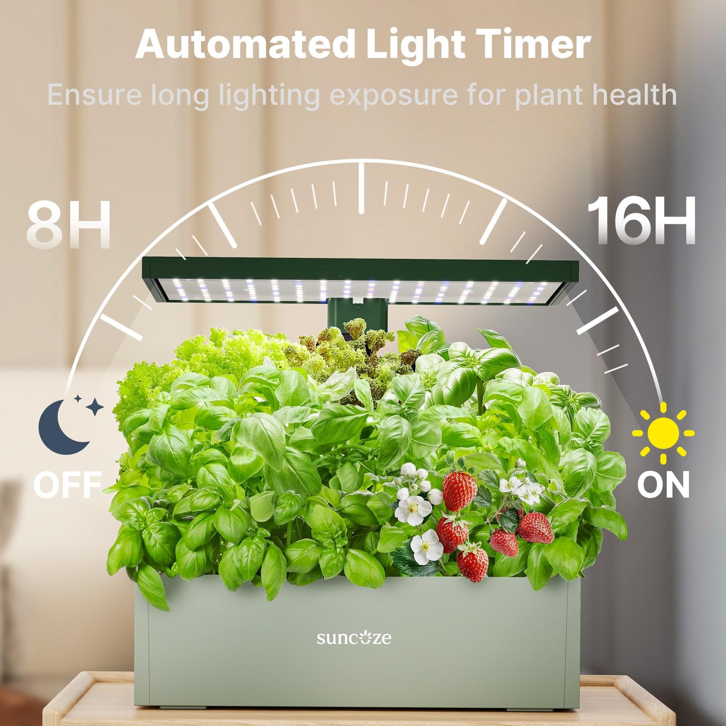 SUNCOZE 20 Pods Hydroponics Growing System Kit, Indoor Herb Garden with Grow Light 30W, 10L Large Water Tank with Adjustable Height to 25", Quiet Pump, Gardening Gifts, Green