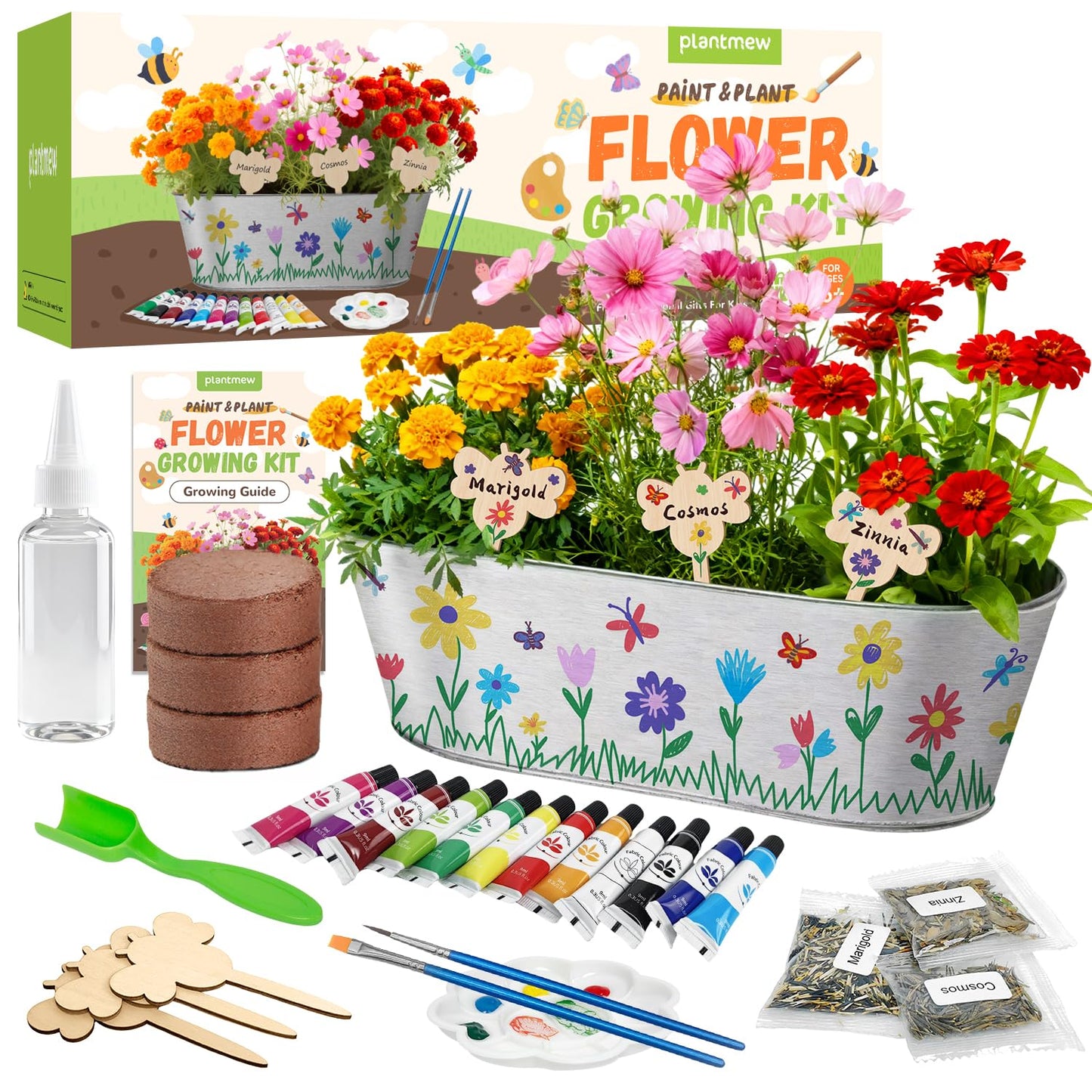 PLANTMEW Paint & Plant Flower Growing Kit for Kids - Fun Kids Gardening Set - Unique Birthday, Crafts & Arts, Gardening Gifts for Girls & Boys, Ages 5, 6, 7, 8-12 Years Old, Easter Gifts for Girls