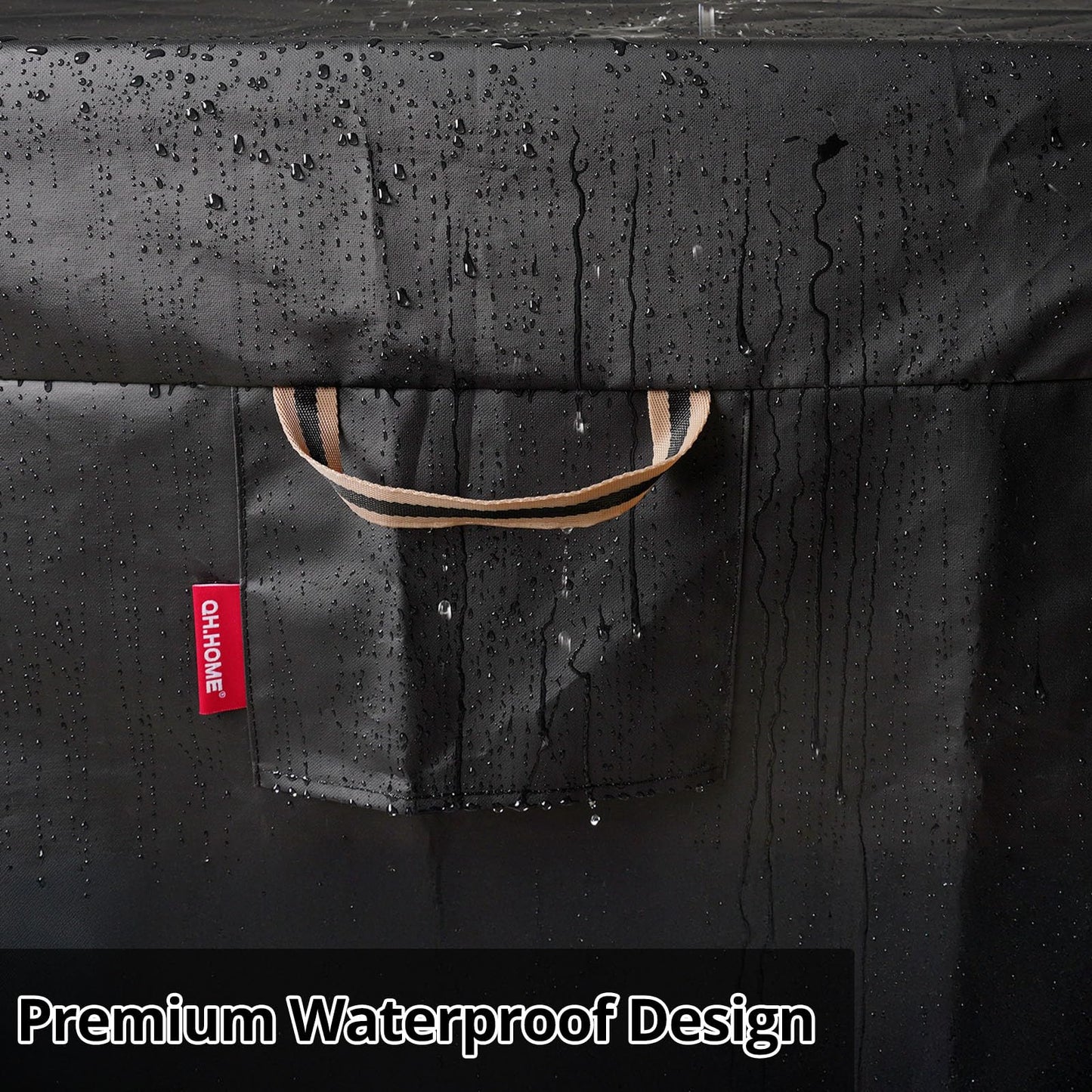 QH.HOME [2026 Upgraded 900D Fabric] Fire Pit Cover for Fire Pit, Super Waterproof fit for Propane Fire Pit Table , Square 30''Lx 30''Wx 24"H -Black