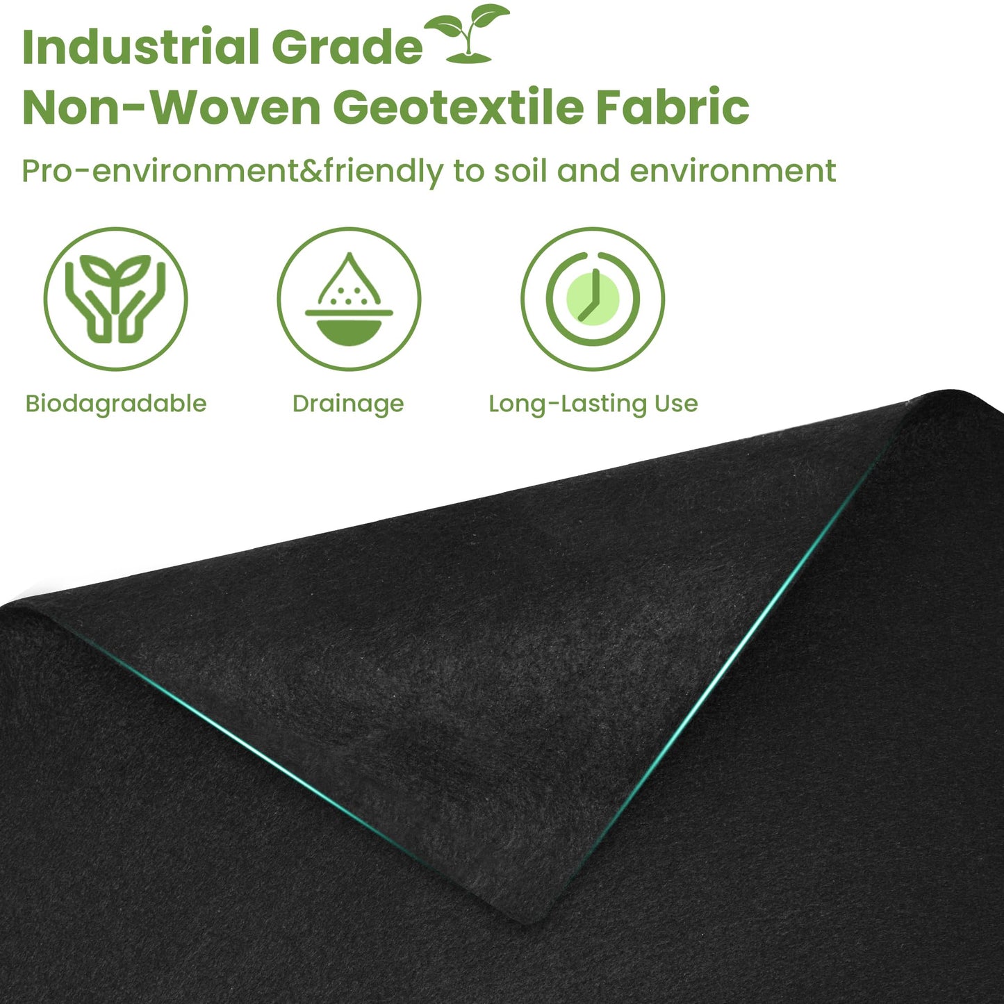 hzgeotl Premium Heavy Duty Weed Barrier Landscape Fabric for Outdoor Gardens, Non Woven Weed Blocker Fabric - Garden Landscaping Fabric Roll - Weed Control Fabric in Rolls(6OZ 3x100ft,Non Woven)