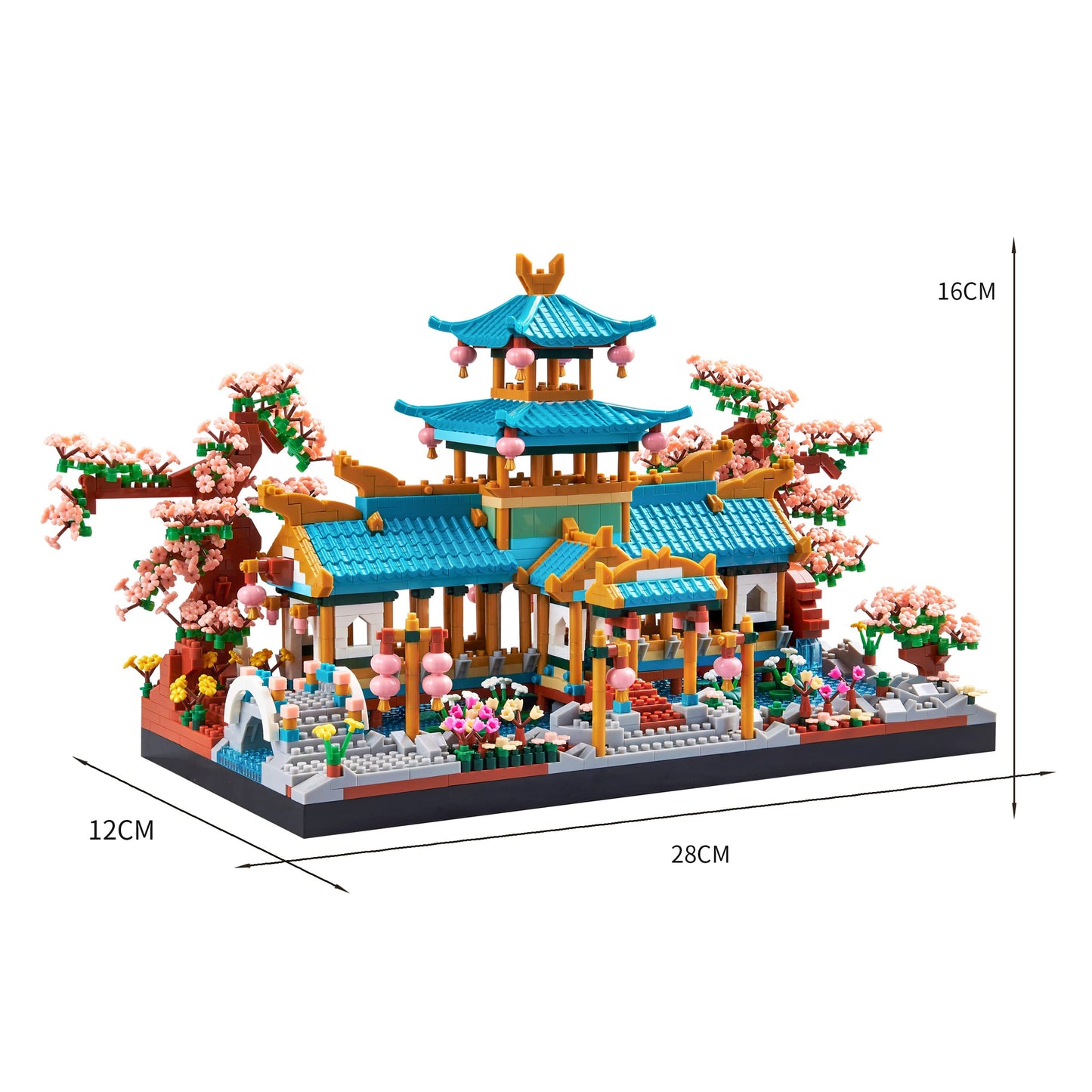 wriyvngs Micro Building Block Set, Chinese Suzhou Garden Architecture Model Kit with Cherry Blossom Bonsai Tree, Japanese Sakura House Model, DIY Miniature Landscaping Gift for Adults (2350PCS)