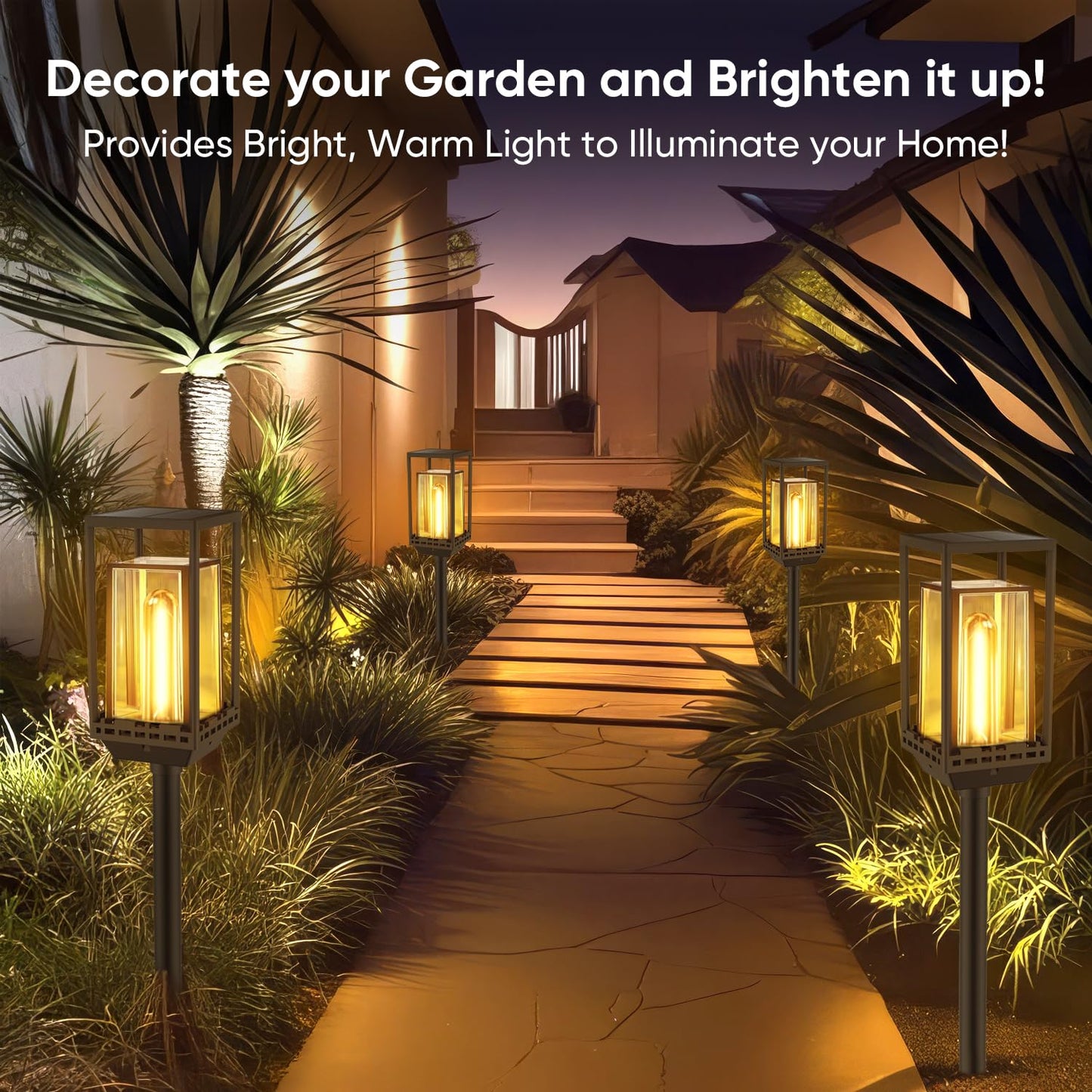 Yorezcop 4 Pack Solar Pathway Lights Outdoor,IP65 Waterproof - Bright Outdoor Solar Lights for Yard,Auto On/Off Pathway Lights Solar Powered,Solar Path Lights for Walkway Driveway Garden