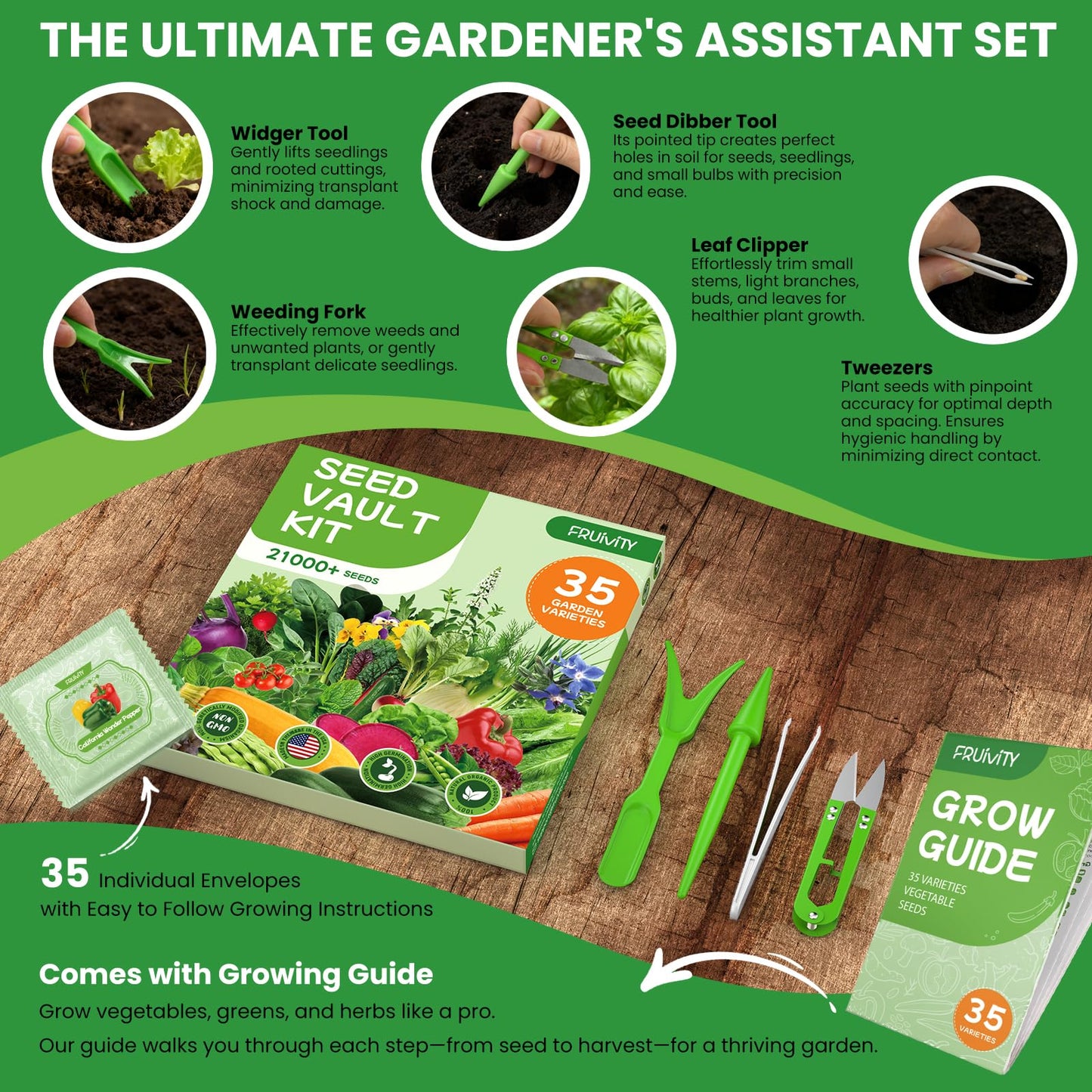 35 Heirloom Seeds Variety Pack - 21000+ Seeds for Planting Vegetables and Fruits, Home Garden Seeds for Hydroponic, Indoor and Outdoor, Unique Garden Starter Set Gift for Mother, Women...