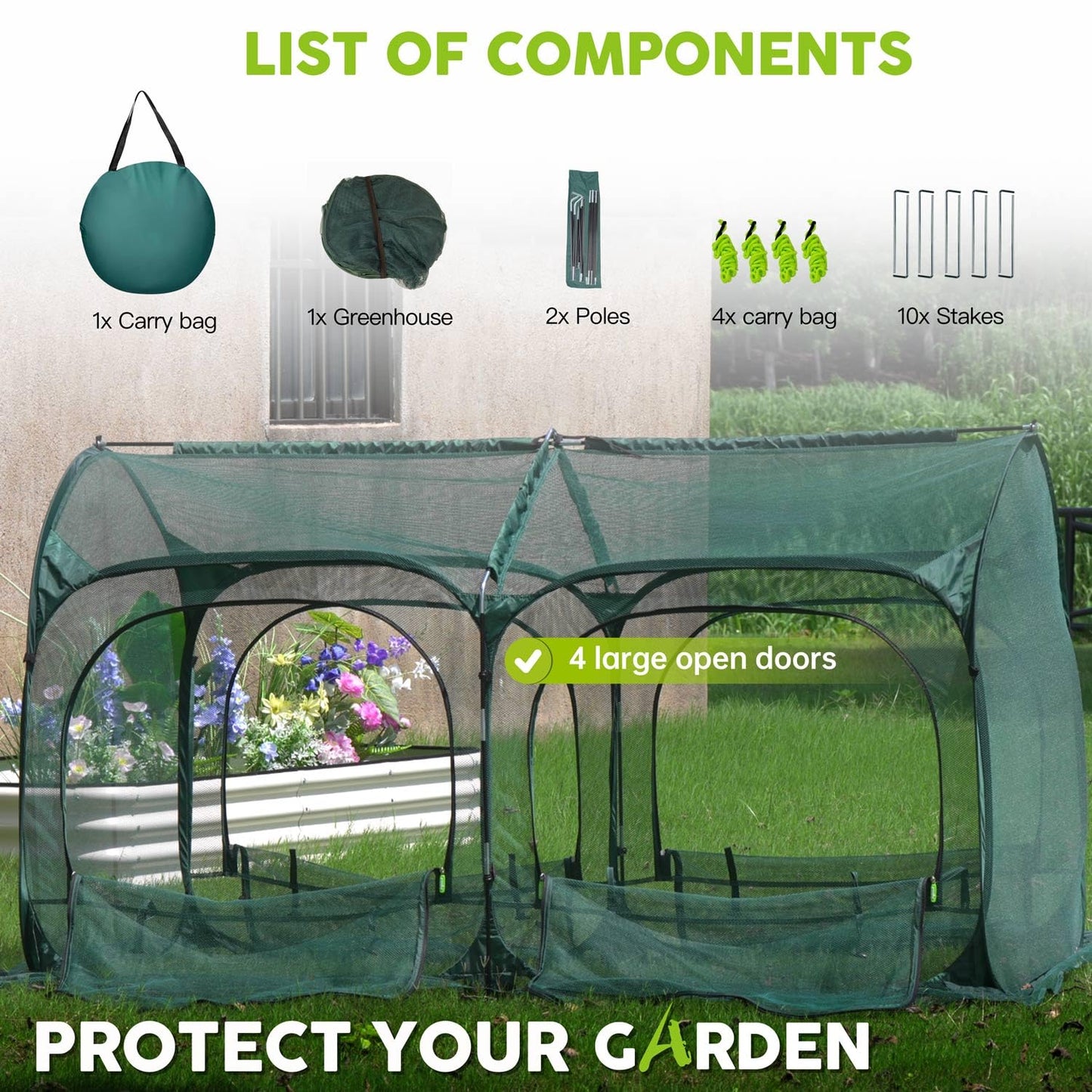 Poray Large 8.2x4FT Plant Netting Cover, Pop up Tunnel Crop Cage Gardening Net,Pest Guard Cover for Vegetables &Fruits,Durable Gardening Net for Plant and Animal