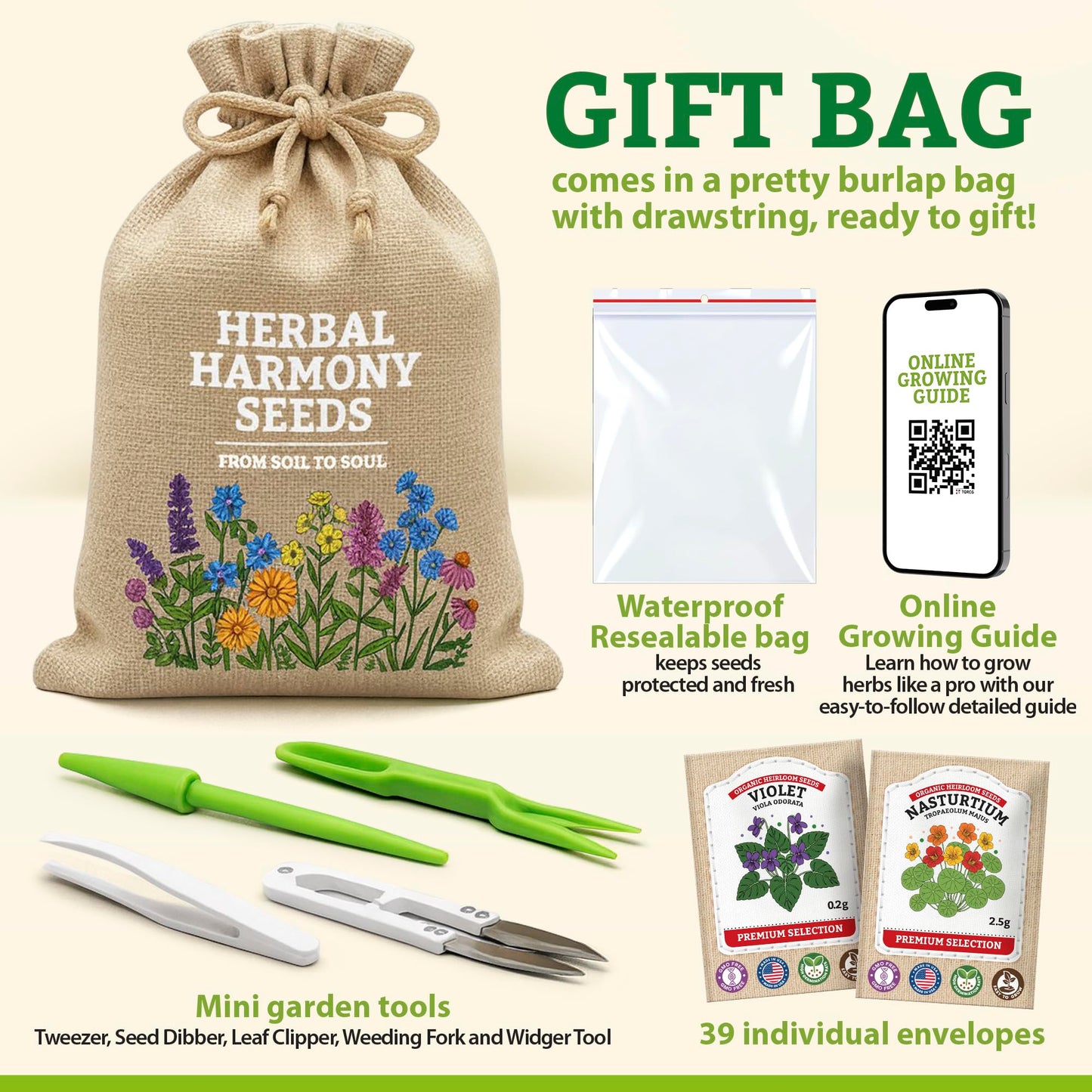 Medicinal Herb Seeds Variety Pack – 39 Heirloom Non-GMO Apothecary Seed Kit, Herbal Medicine & Tea Garden, Made in USA