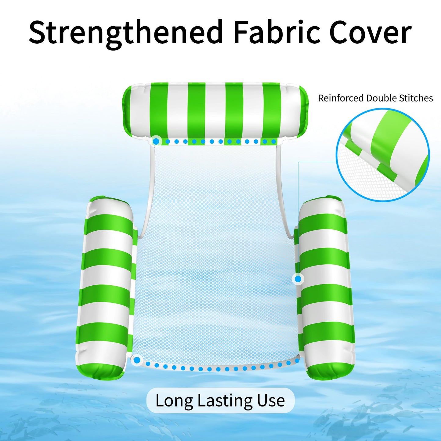 2 Pack Pool Floats for Adults, 4-in-1 Inflatable Pool Hammock Float with Cooling Mesh Seat, Portable Water Hammock Floating Chair Lounge for Pool, Beach, Lake, Hot Tub & Summer Pool