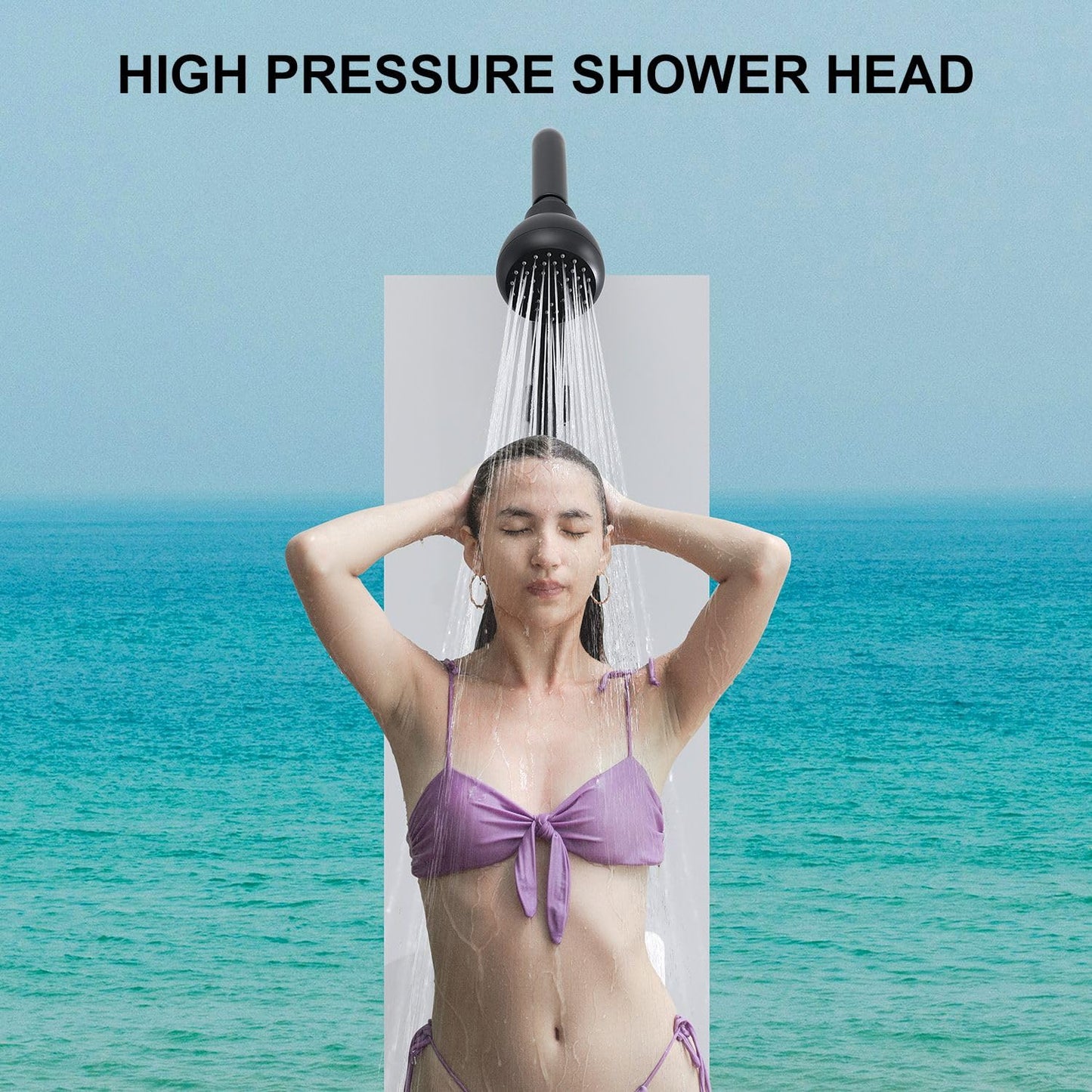 Outdoor Shower System, Matte Black Single Handle Outdoor Shower Faucet with High Pressure Shower Head and Valve for yard(Garden Hose Adapters Included)