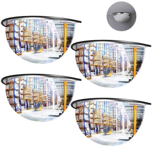 Kanayu 4 Pcs 18" Corner Mirror Blindspot for Wall Safety Security Acrylic Half Dome Convex Mirror Indoor for Ceiling Driveway Outdoor Hallway Warehouse Office Side View