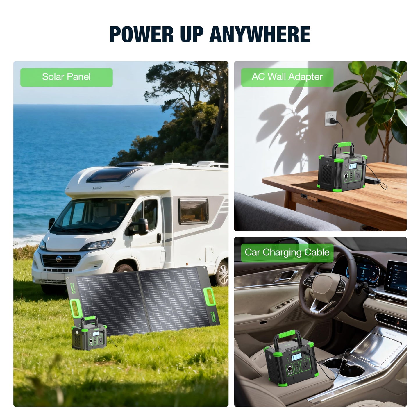 Portable Power Station 330W Solar Generator 288Wh, 60W USB-C PD Fast Charging, Pure Sine Wave AC Outlet, 5W Wireless Charger, LED for RV Camping, CPAP Emergency Backup & Off-Grid Living (Peak 600W)
