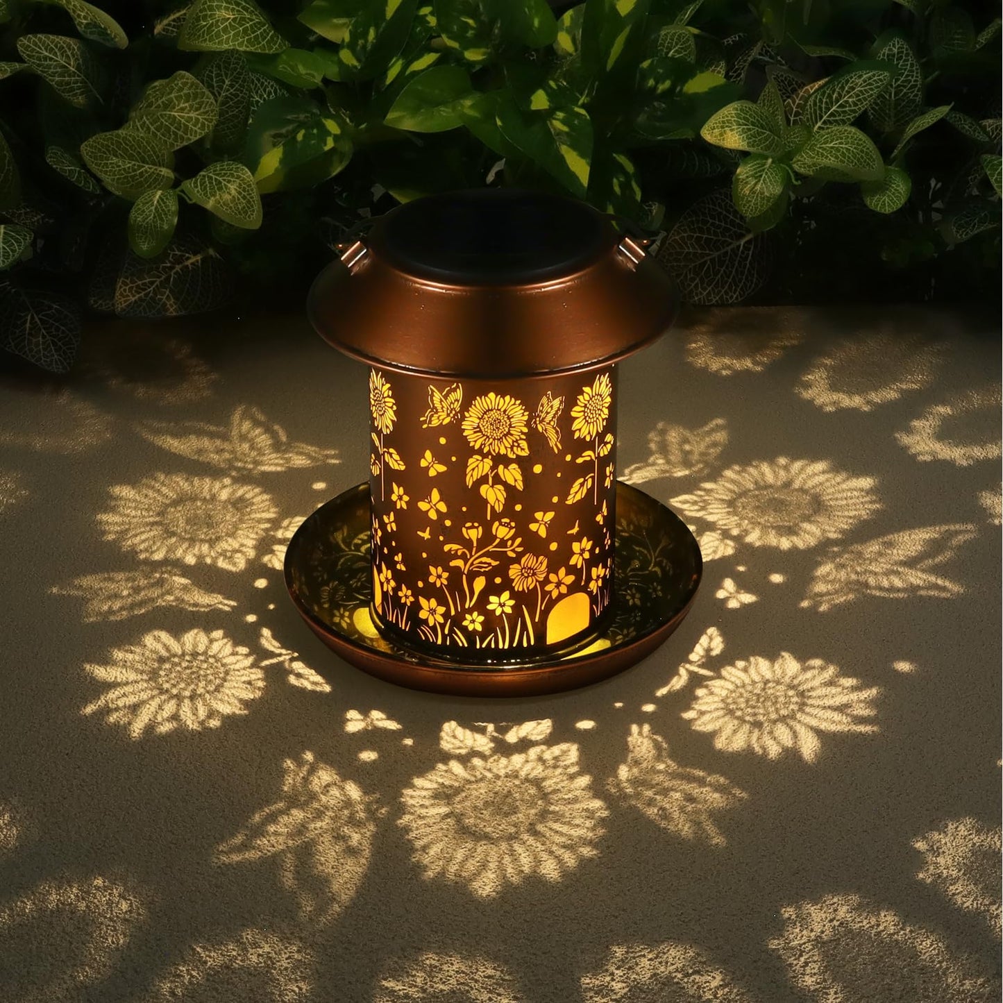 Sunflower Solar Bird Feeder for Outdoors Hanging Solar Lanterns Waterproof Metal Wild Bird Feeders Garden Outside Yard Decor Christmas Birthday Gifts for Women Mom (Butterfly