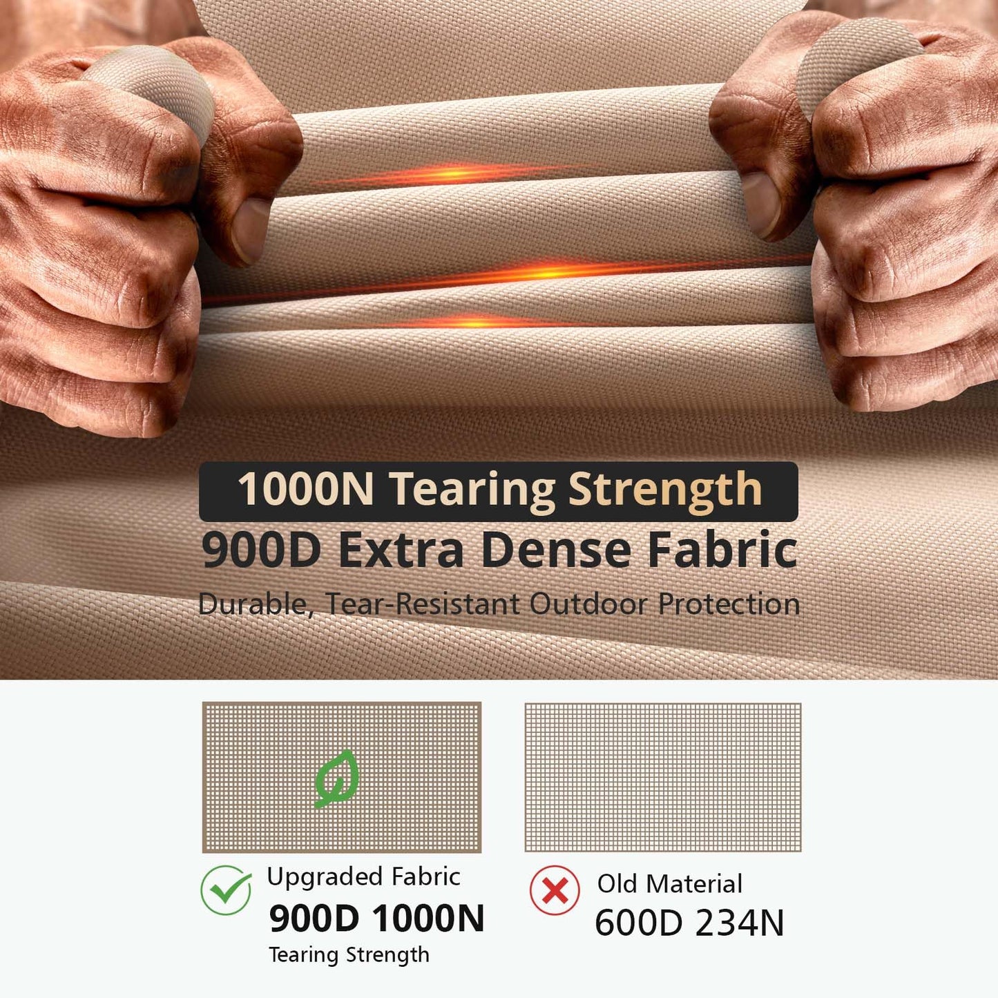 QH.HOME Fire Pit Cover Square-29-32 Inch Heavy Duty 900D Strong Tear-Resistant and UV Resistant and Waterproof and Fading Resistant Material Polyester Firepit Covers for Outdoor Fire Table-Wheat