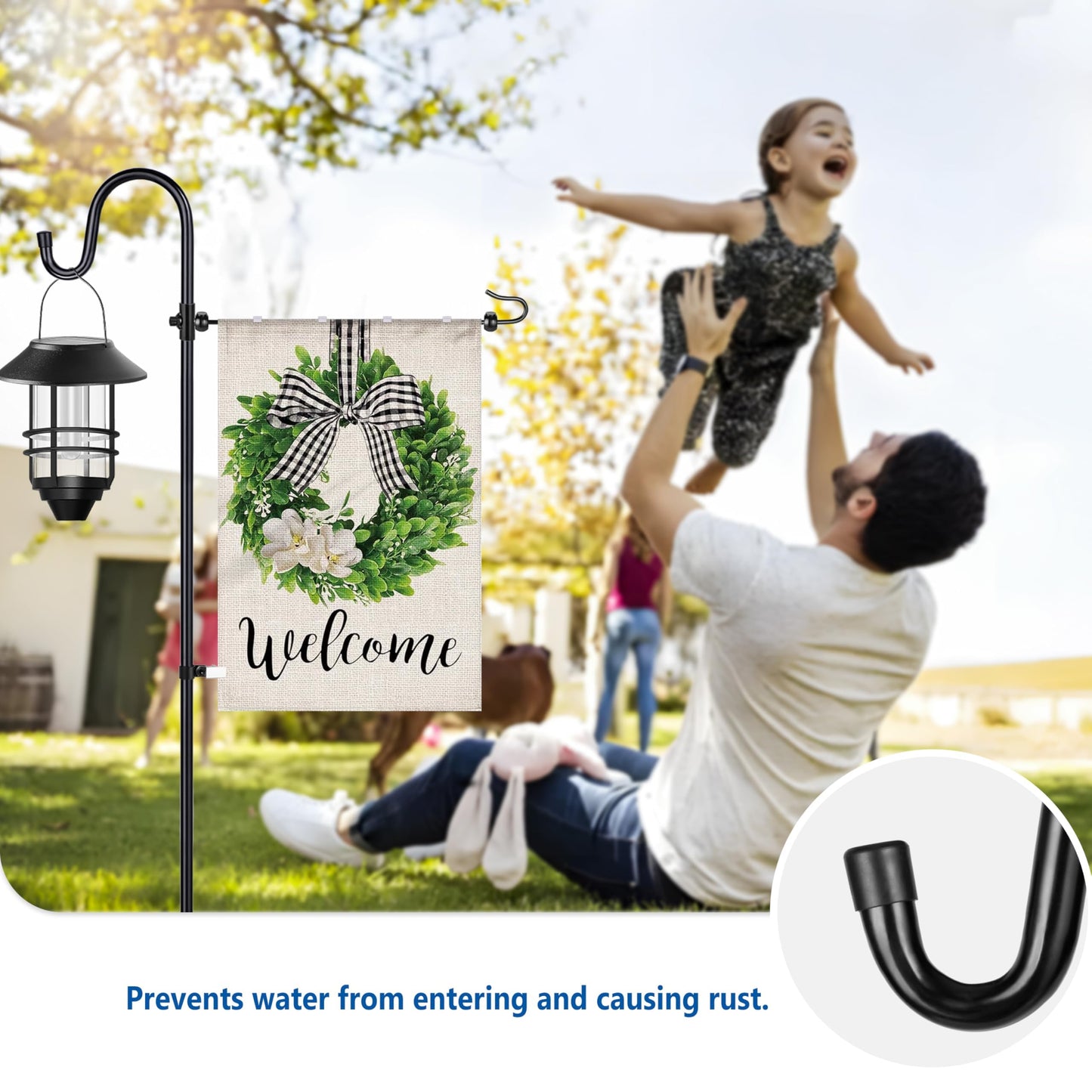 Ottsuls Garden Flag Stand, Heavy Duty Flag Pole Holder with Shepherd Hook for Yard Decoration, 45 INCH Sturdy Yard Flag Post Stake Outdoor Garden Flag Holder for 14''x20'' Flags (Without Flag)