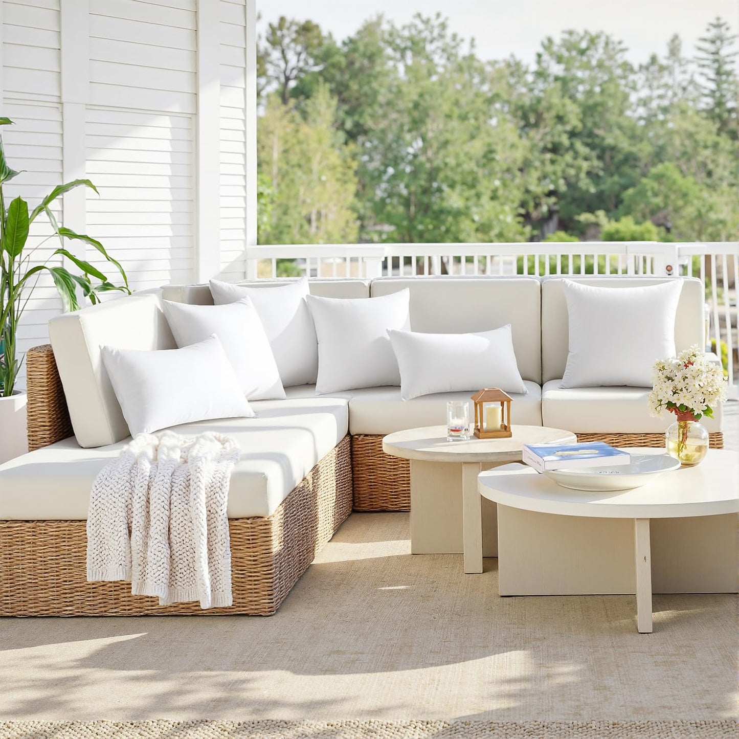 MIULEE 18x18 Outdoor Pillows,Set of 4 Throw Pillows Waterproof,Soft Support Throw Inserts Decorative Water Resistant for Patio Furniture and Garden