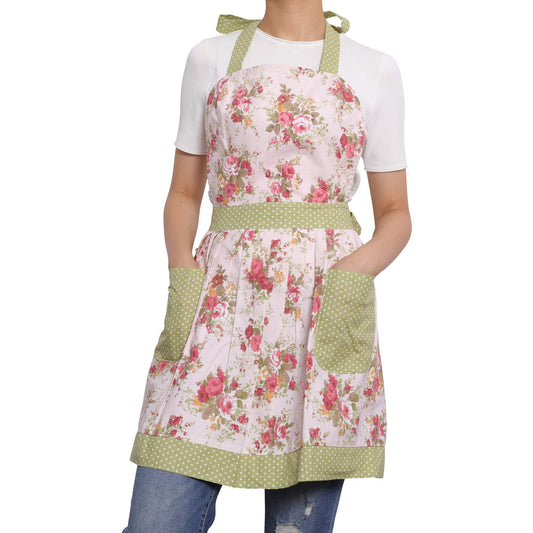 NEOVIVA Kitchen Aprons for Women with Pockets,Cooking Aprons for Women,Vintage Apron for Baking BBQ and Gardening, Gifts for Mothers Bakers and Cooks