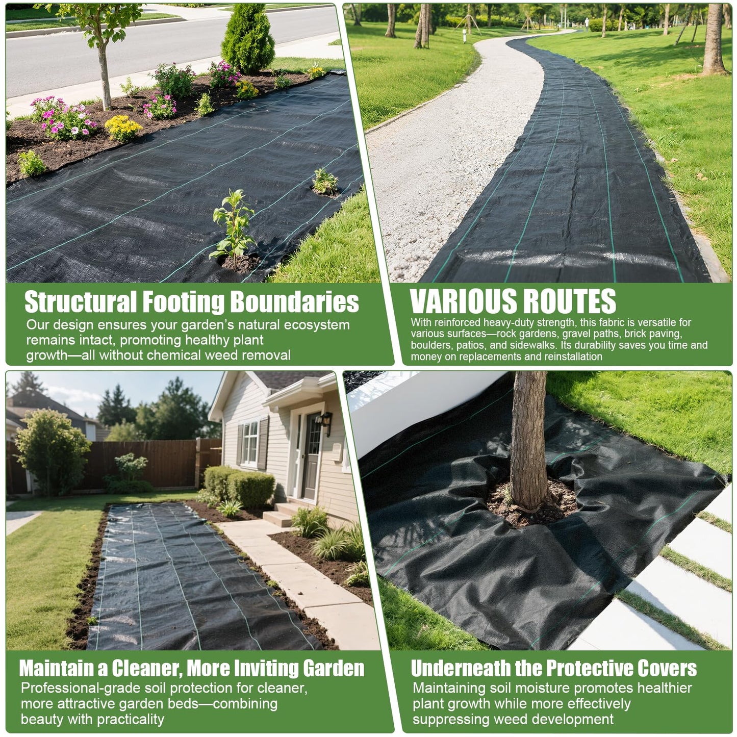 4FTx100FT Weed Barrier Fabric Heavy Duty, Gardening Landscape Fabric Cover Mat, Durable Weed Control Fabric for Garden Bed Cover, Landscaping, Commercial Driveway, Underlayment Use (4x100FT-3.2OZ)