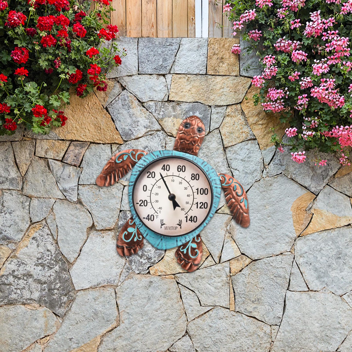 MUMTOP Outdoor Thermometer, Turtle Outside Wall Thermometer for Patio Yard Garden